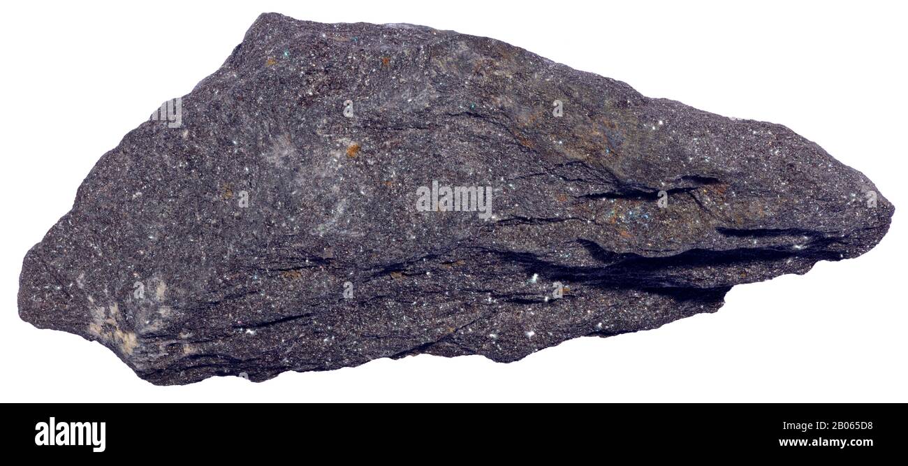 Hornfels de Chiastolite, Métamorphisme de contact, Estrie (Québec) la Chiastolite est une variété d'androlusite qui contient des particules noires de graphite arrangées i Banque D'Images