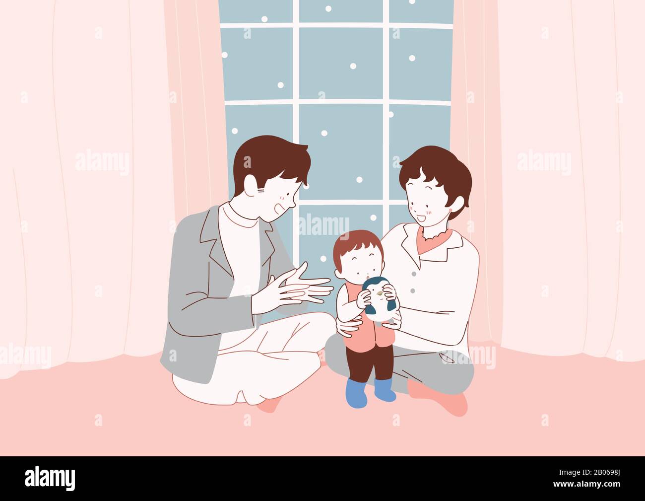 Bonne famille en hiver, chaleureuse et confortable illustration 007 Illustration de Vecteur