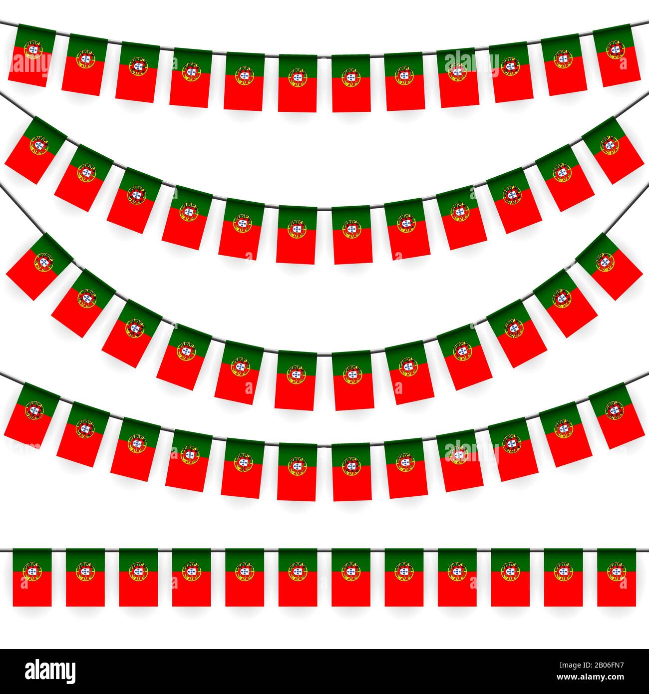 différentes guirlandes aux couleurs nationales du drapeau du portugal Illustration de Vecteur