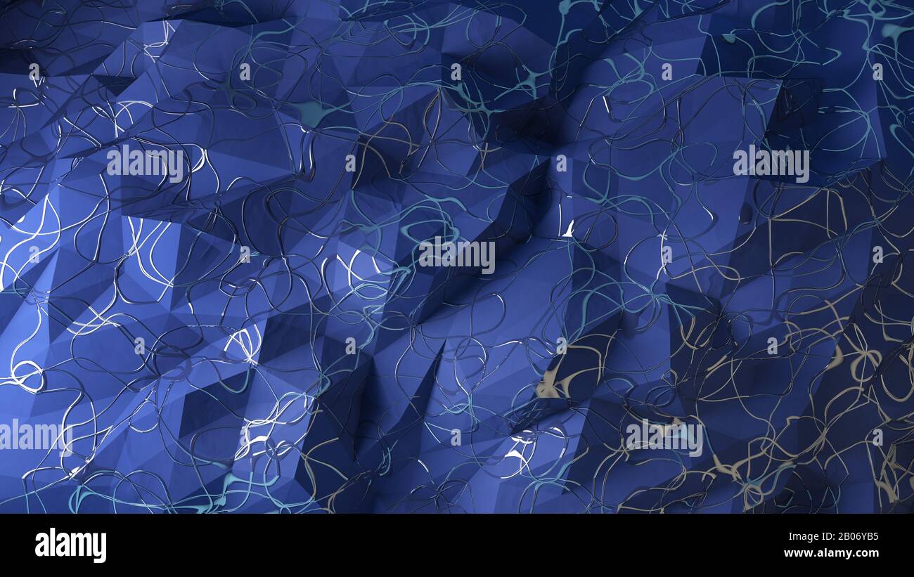 rendu tridimensionnel d'arrière-plan poly bleu bas Banque D'Images