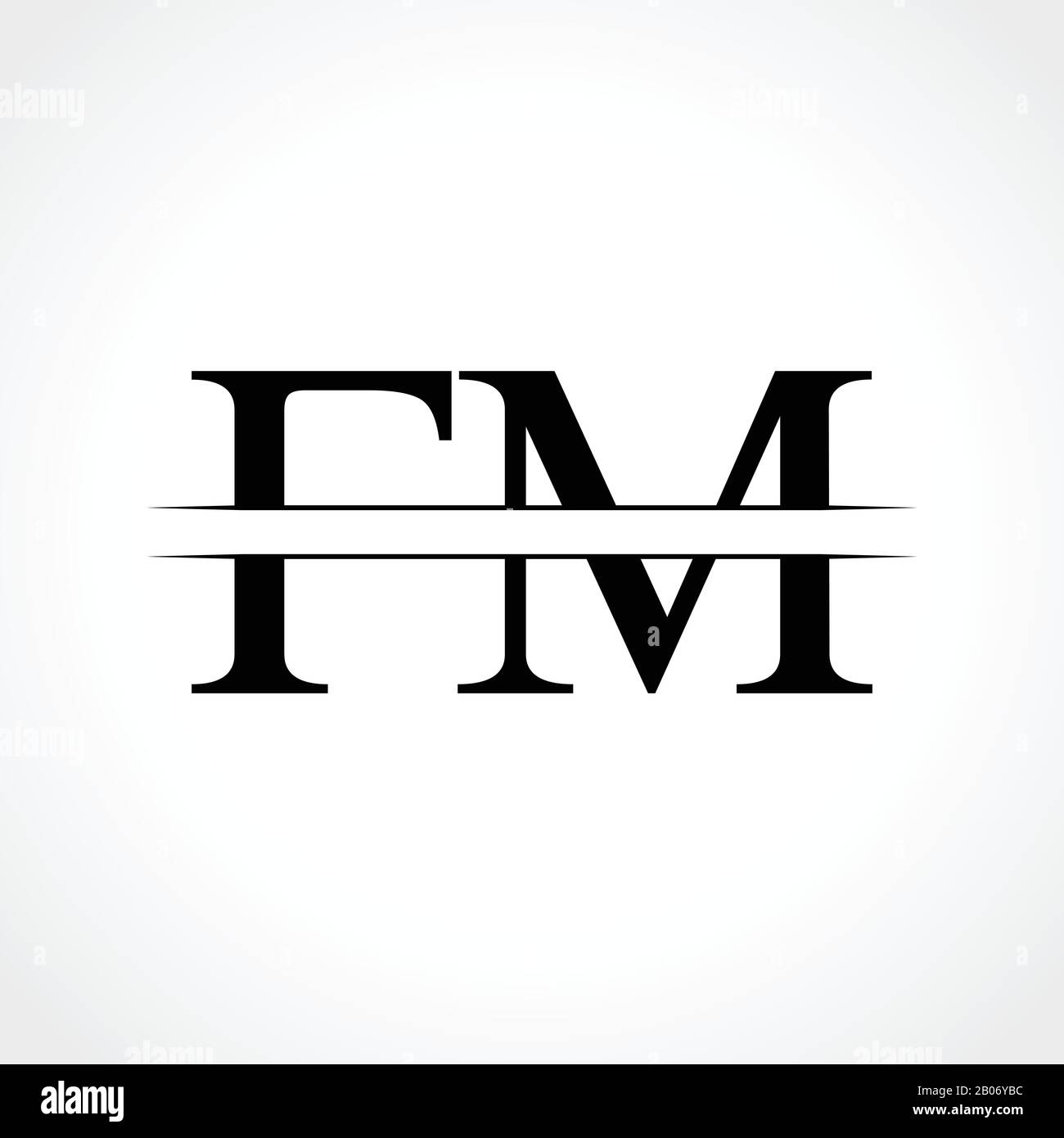 Modèle vectoriel de conception de logo de type lettre FM. Résumé lettre FM logo Design Illustration de Vecteur