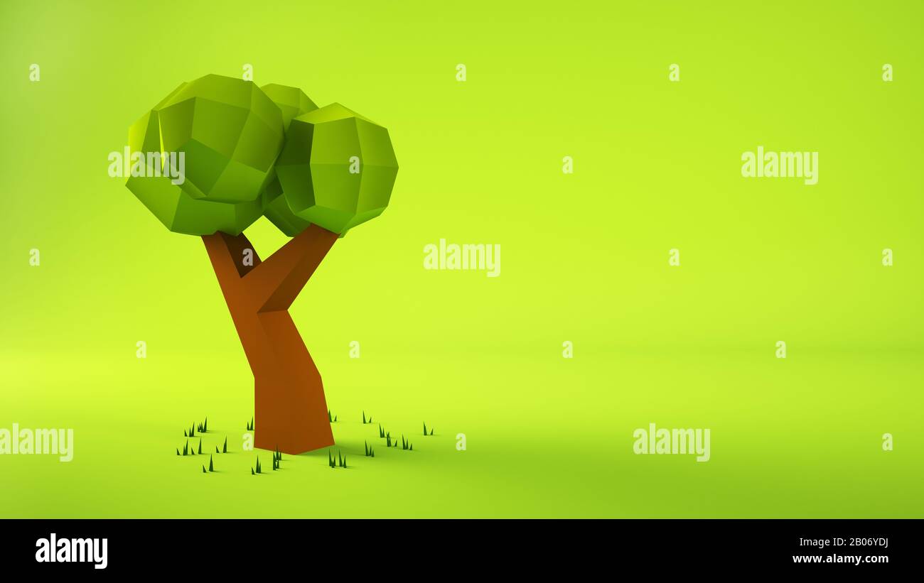 faible rendu poly-arbre Banque D'Images
