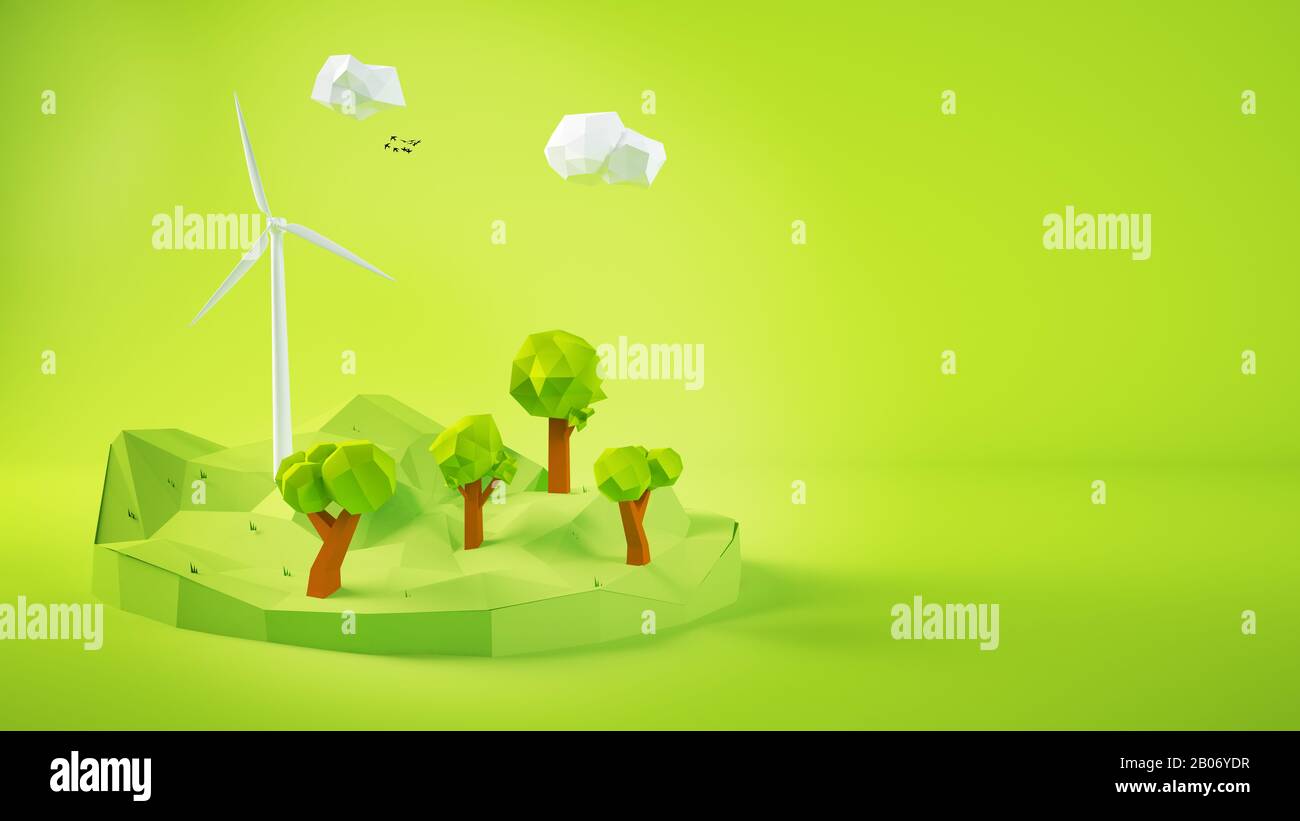 production d'énergie renouvelable éco-concept de rendu tridimensionnel Banque D'Images