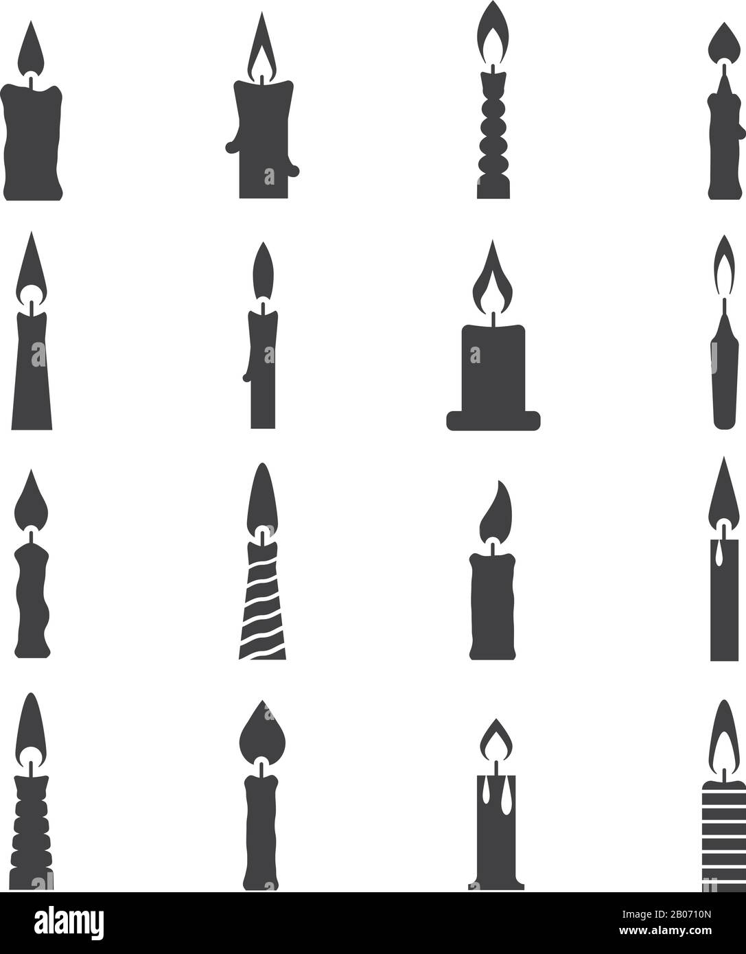 Anniversaire bougies bougies noires icônes isolées sur fond blanc. Illustration vectorielle Illustration de Vecteur