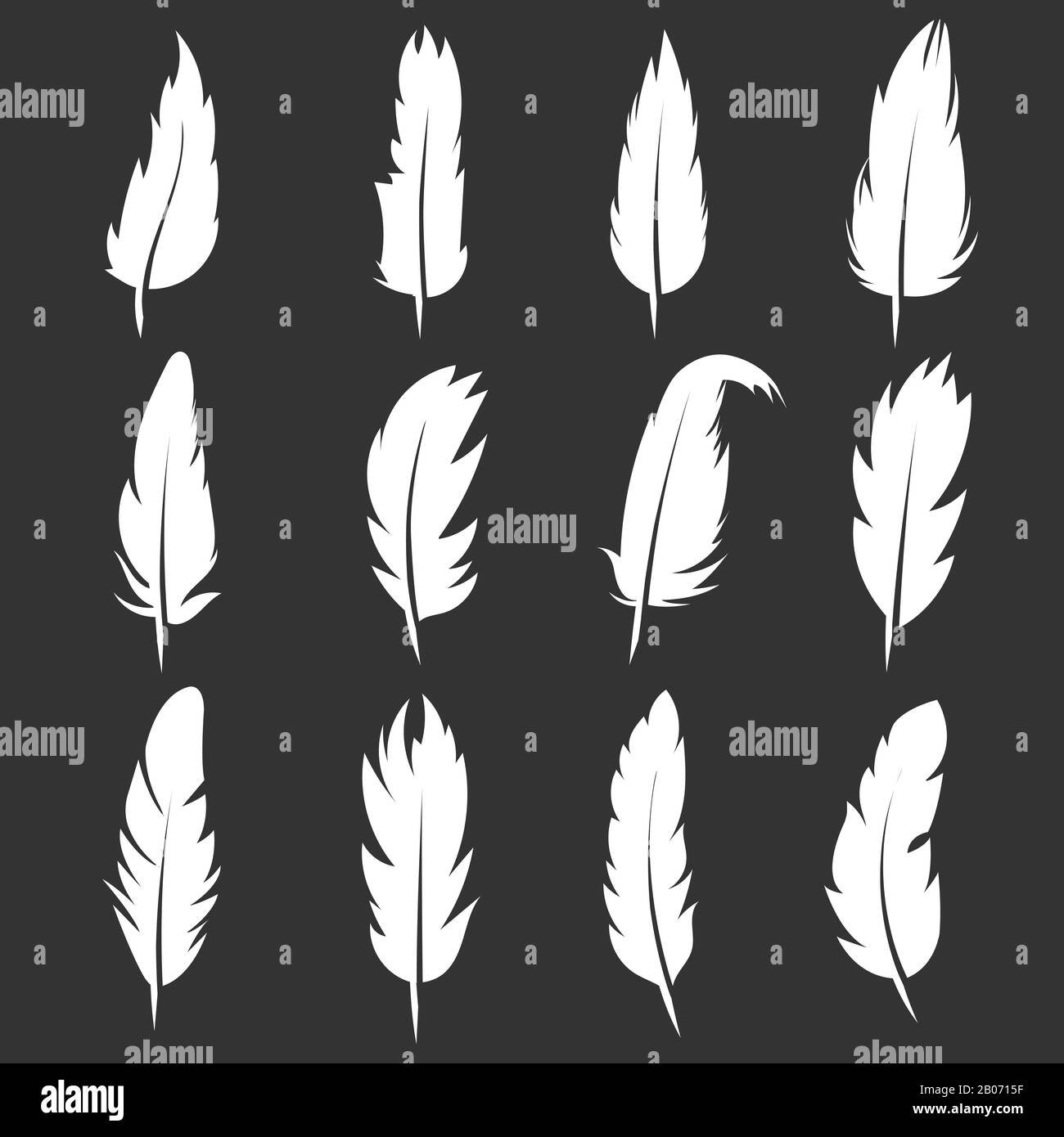 Plumes vectorielles stylets vintage sur fond noir. Silhouette de douille blanche pour l'écriture de l'illustration Illustration de Vecteur Plumes vectorielles stylets vintage sur fond noir. Silhouette de douille blanche pour l'écriture de l'illustration Illustration de Vecteur