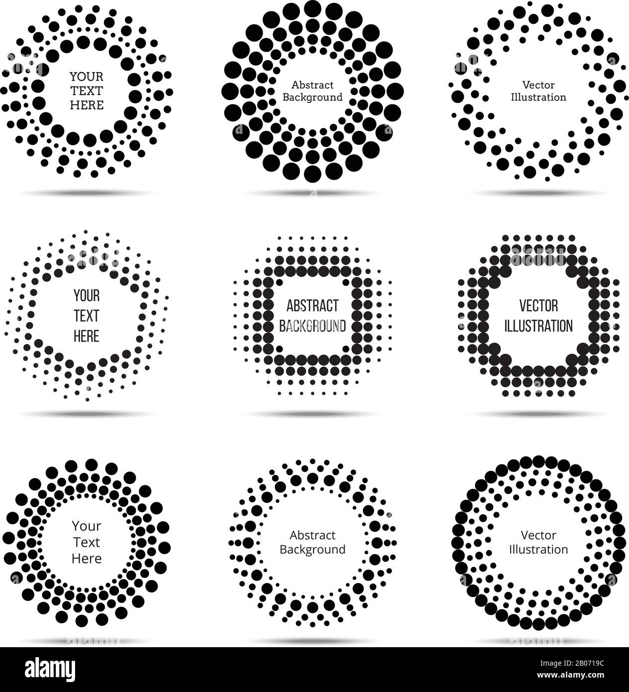 Banderoles en demi-teinte à pointillés et à vecteur de cercle. Étiquette et logo avec espace pour l'illustration du texte Illustration de Vecteur