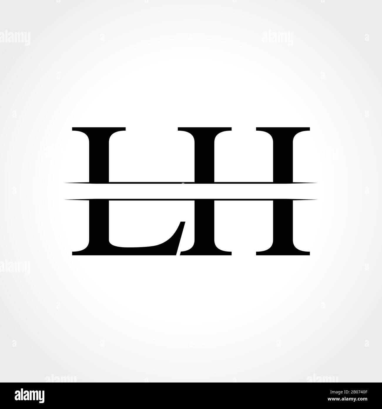 Modèle vectoriel initial de conception de logo de lettre gauche. Logo LH lettre noire abstraite Illustration de Vecteur