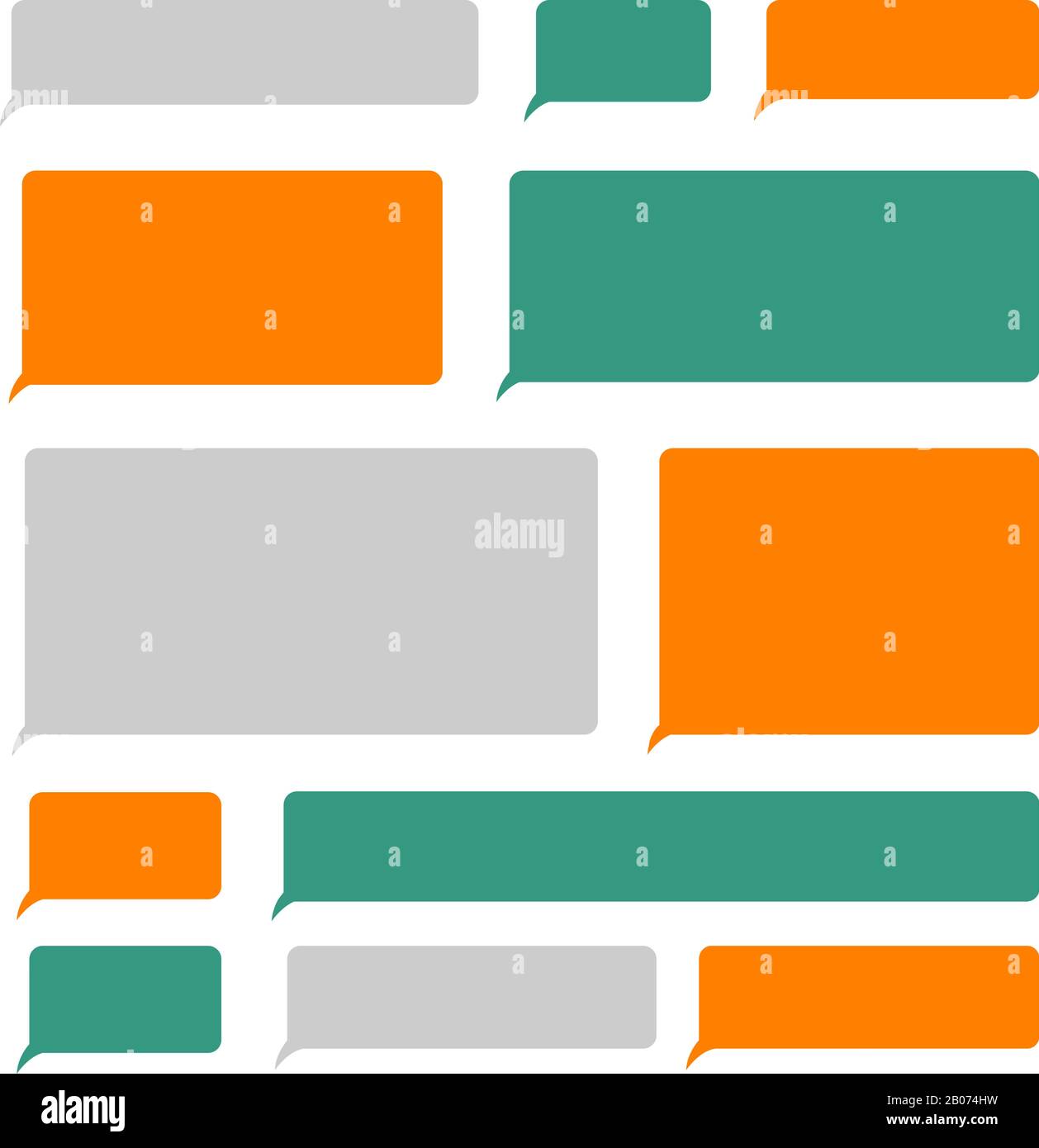 Jeu de vecteurs de bulles de messages mobiles texte sms vide pour smartphone. Modèle de bulle vocale pour l'illustration de la messagerie et du chat Illustration de Vecteur