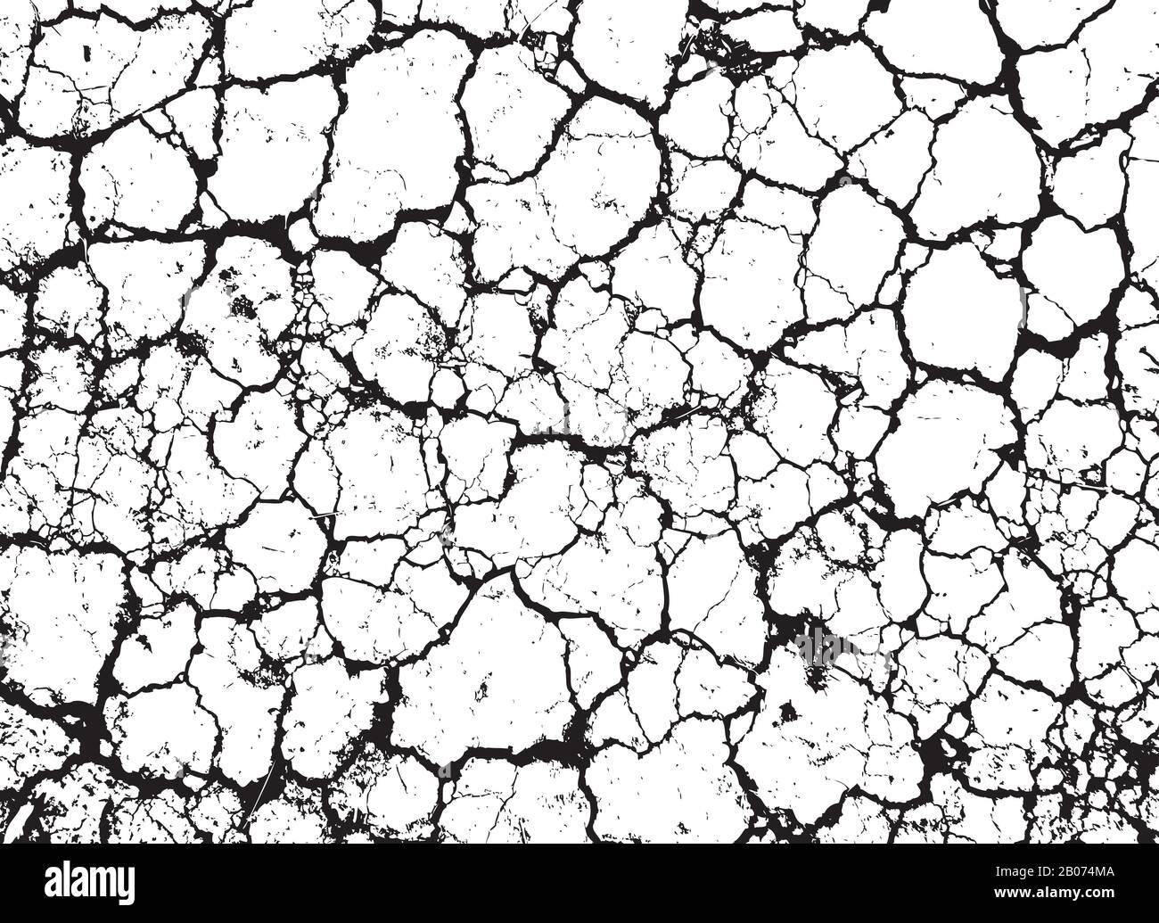 Grunge a fissuré la texture vectorielle de mur sale ou de sol sec. Illustration d'arrière-plan avec effet de motif grungy Illustration de Vecteur