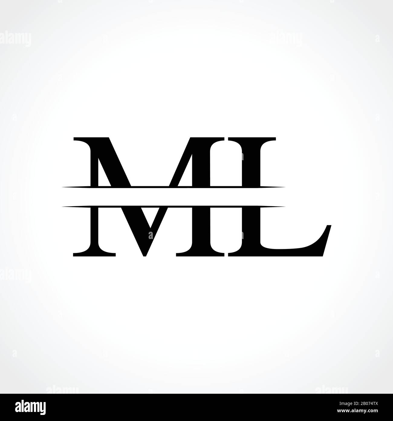 Modèle vectoriel initial ML lettre logo Design. Logo abstrait noir lettre ML Illustration de Vecteur