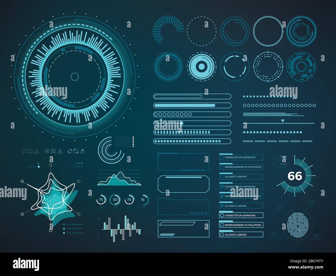 Interface utilisateur futuriste HUD. Éléments vectoriels infographiques. Illustration du panneau de tableau de bord numérique Illustration de Vecteur