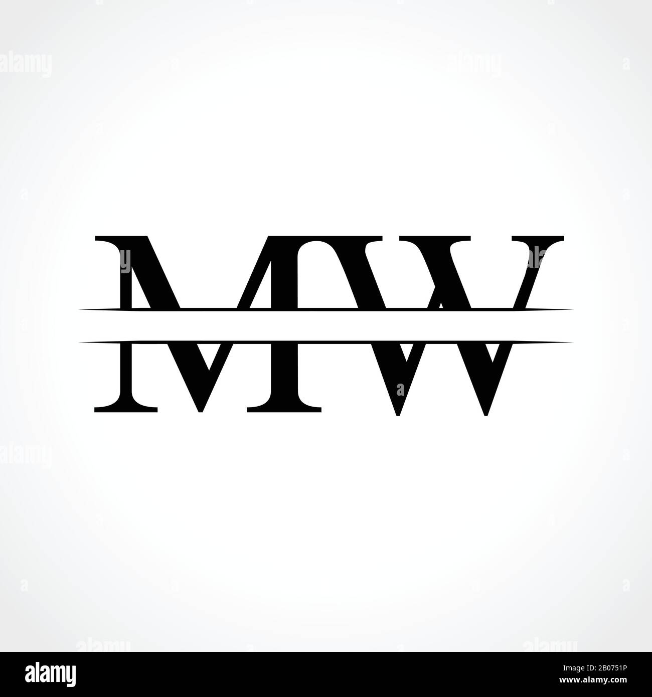 Modèle vectoriel de conception de logo MW initial. Logo abstrait noir lettre MW Illustration de Vecteur