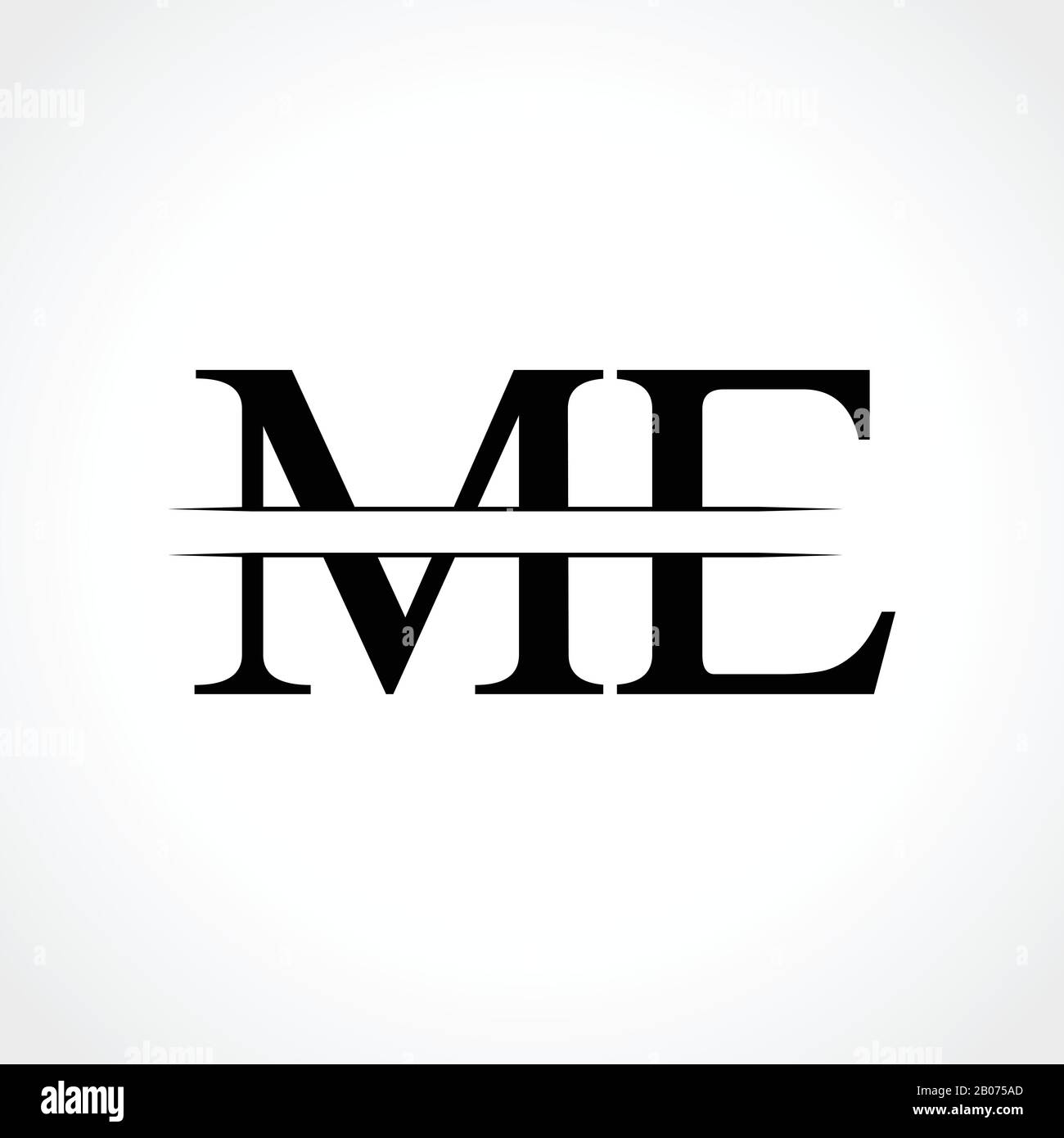 Première lettre ME logo modèle vectoriel de conception. Motif abstrait noir lettre ME logo Illustration de Vecteur