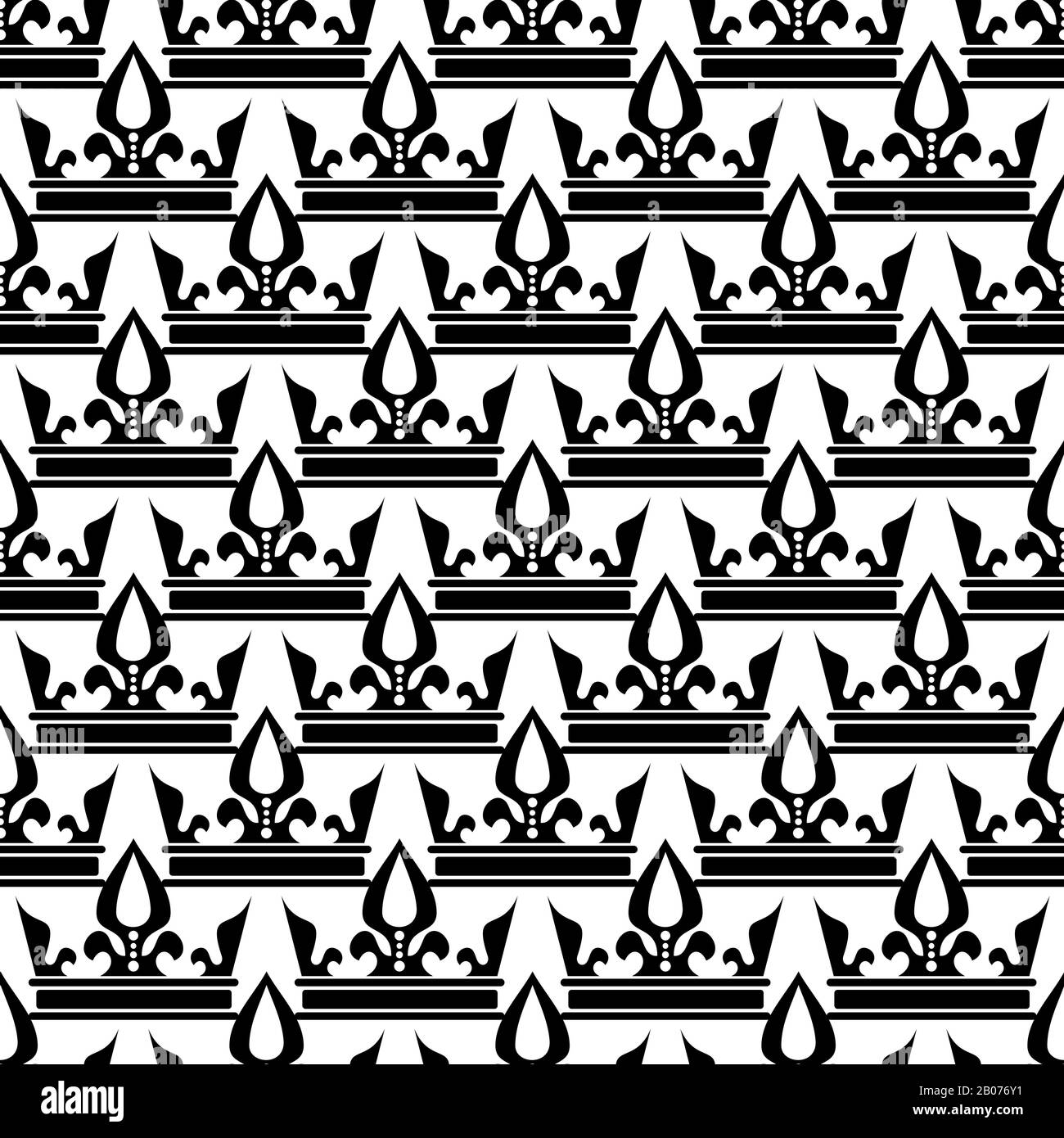 Vector couronne un modèle sans couture en noir et blanc. Illustration de la décoration créative Illustration de Vecteur