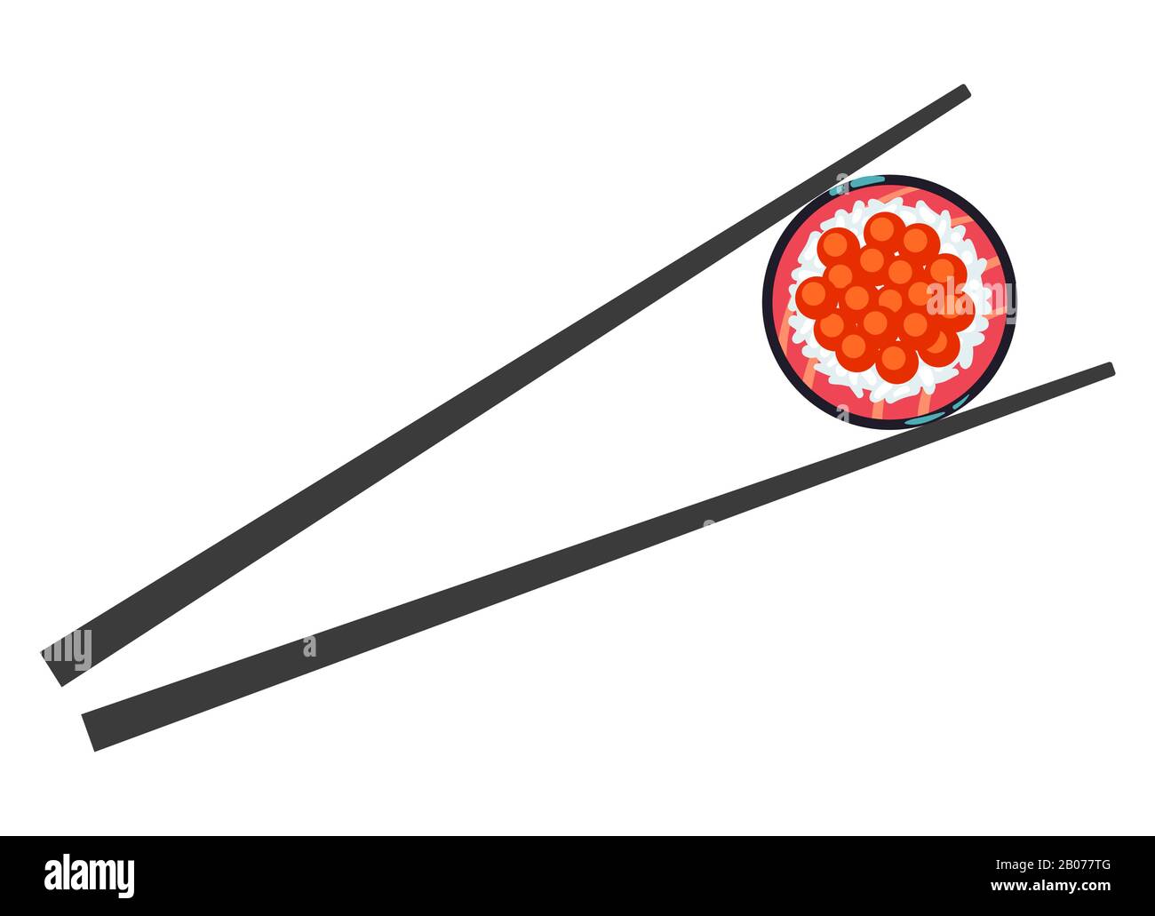 Les sushis et les baguettes sont des illustrations vectorielles isolées sur fond blanc Illustration de Vecteur