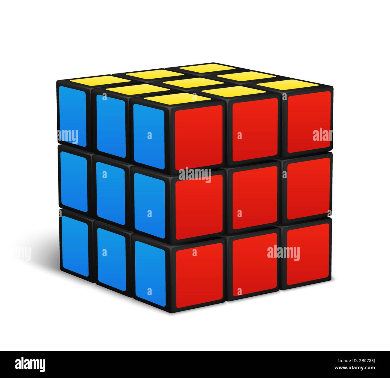 Illustration vectorielle de puzzle en forme de cube. Jeu avec boîte colorée à la commande Illustration de Vecteur