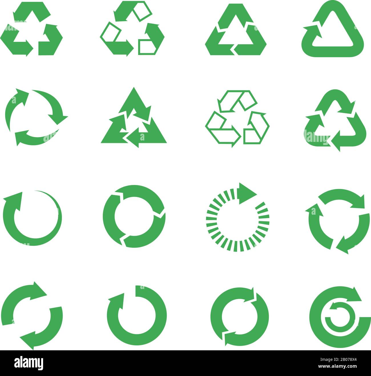 Recycler, les icônes vectorielles des matières premières sont définies. Illustration de la nature du cycle ECO Illustration de Vecteur