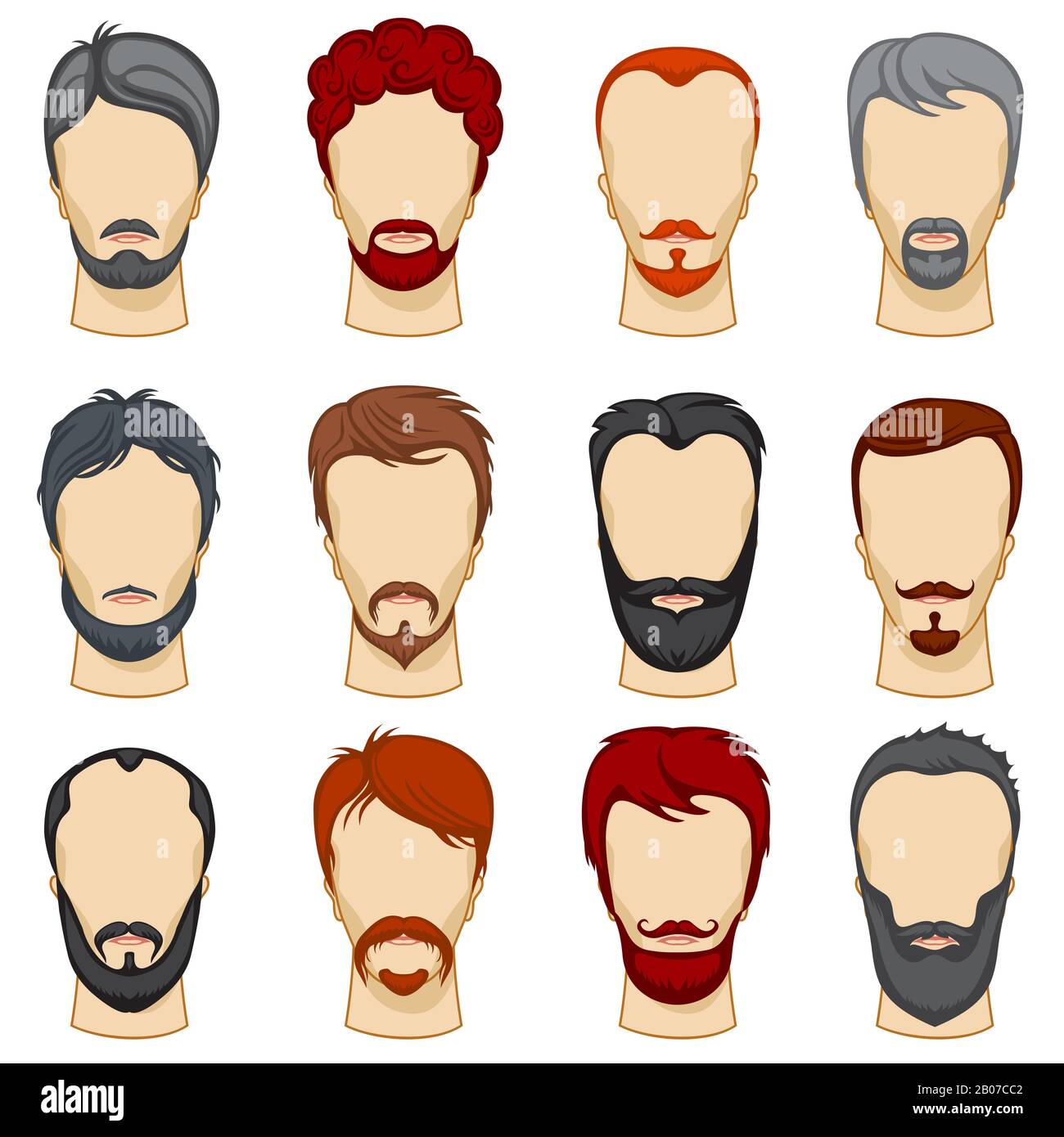 Collection de coiffures de dessin animé homme. Style de cheveux avec  illustration barbe Image Vectorielle Stock - Alamy