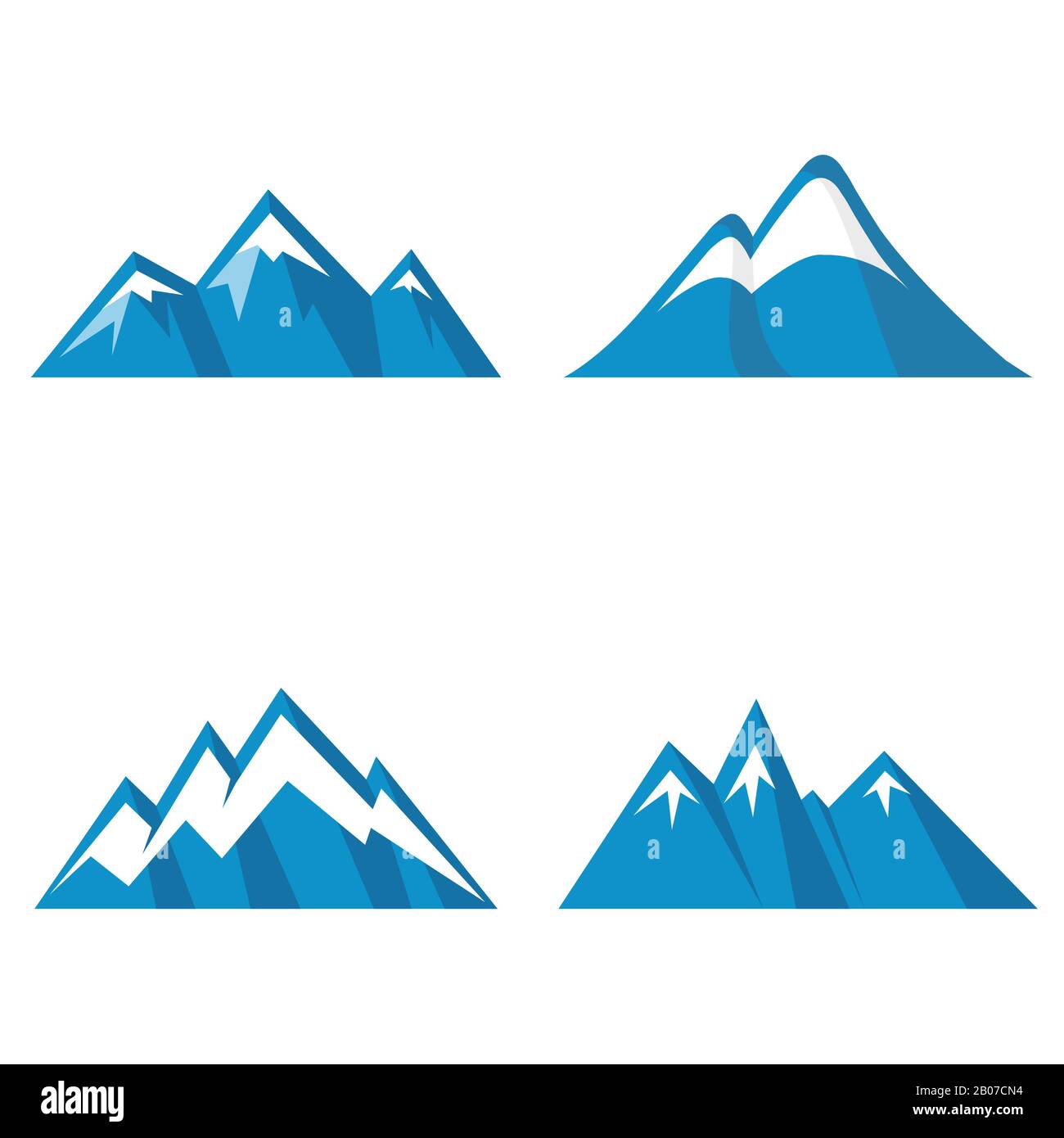 Icônes de montagne bleues sur fond blanc. Ensemble de montagnes de glace. Illustration vectorielle Illustration de Vecteur