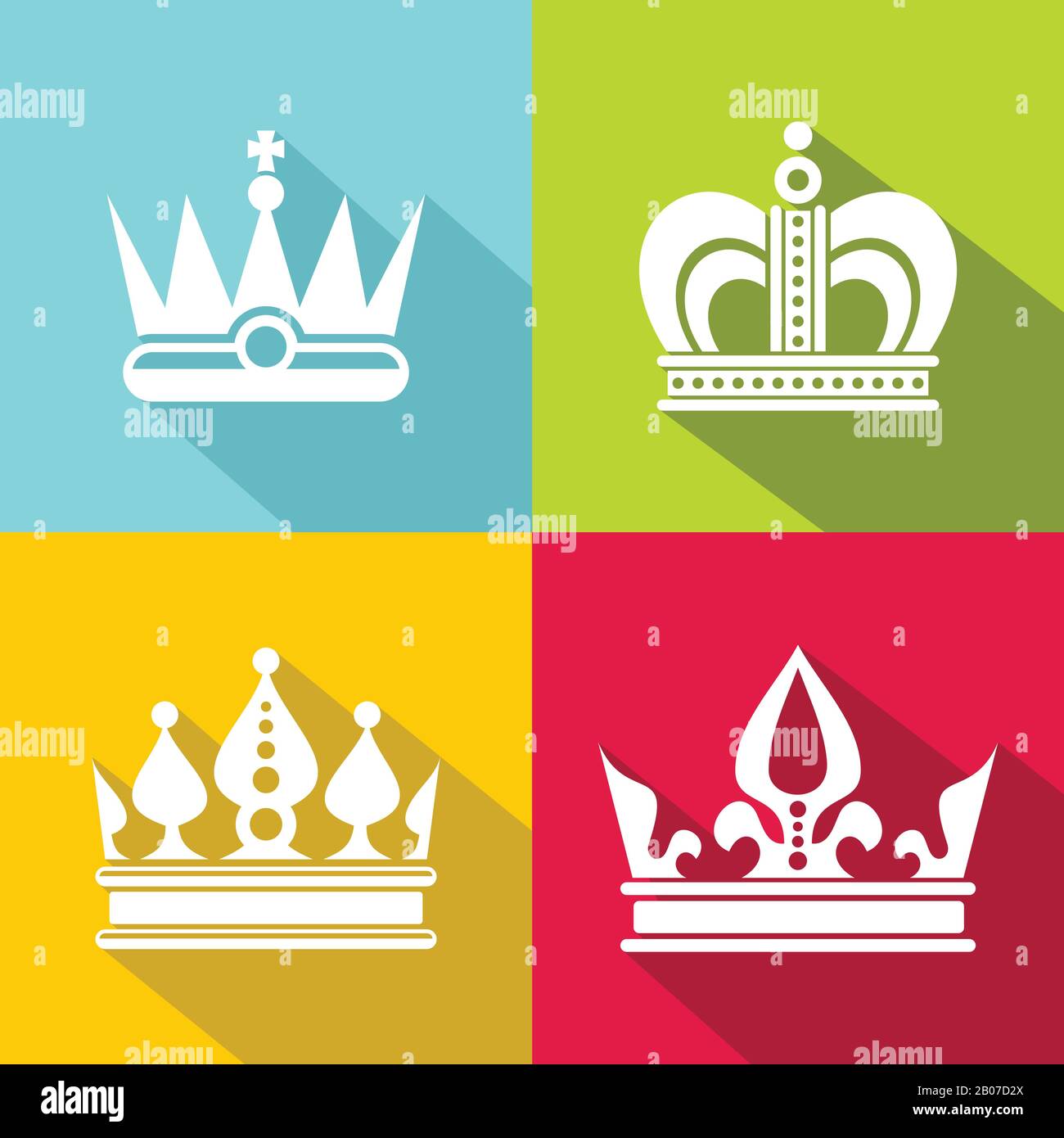Icônes de couronne blanche sur fond couleur. Élément pour prince ou Queen. Illustration vectorielle Illustration de Vecteur