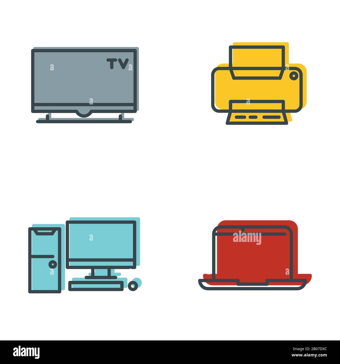 Les icônes des appareils ménagers sont plates. Télévision et ordinateur portable. Illustration vectorielle Illustration de Vecteur