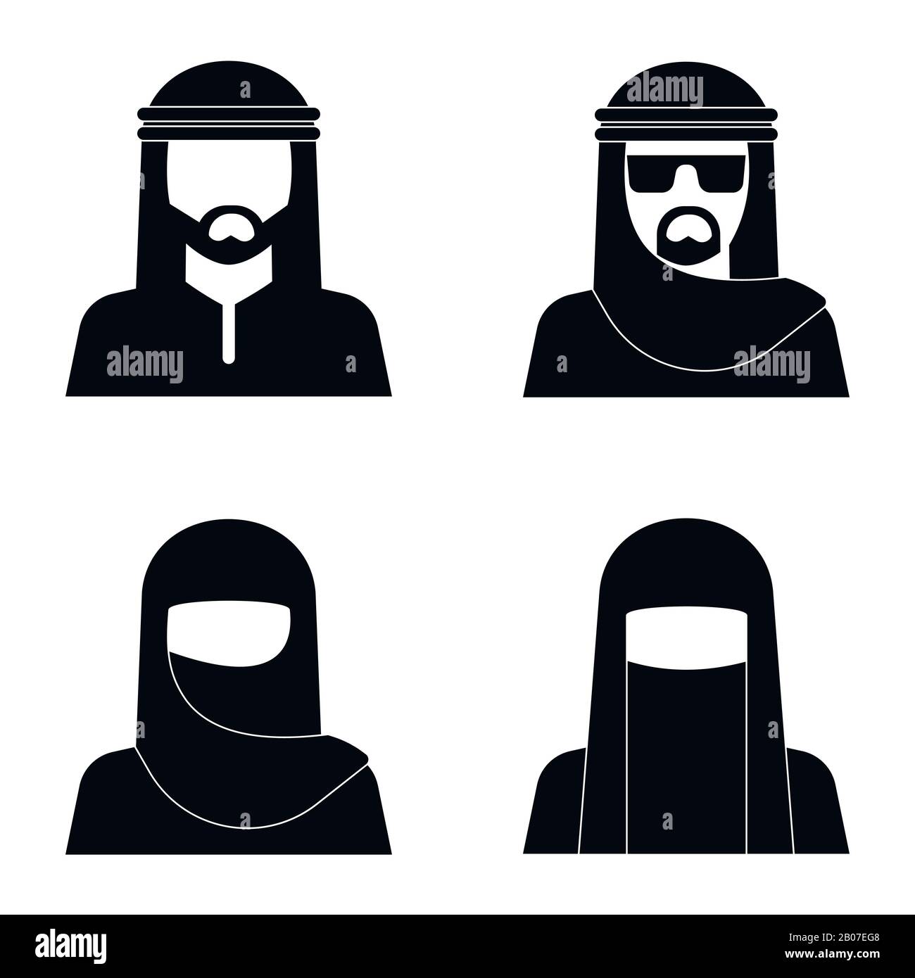 Avatar des personnes du Moyen-Orient dans un style monochrome. Illustration vectorielle Illustration de Vecteur