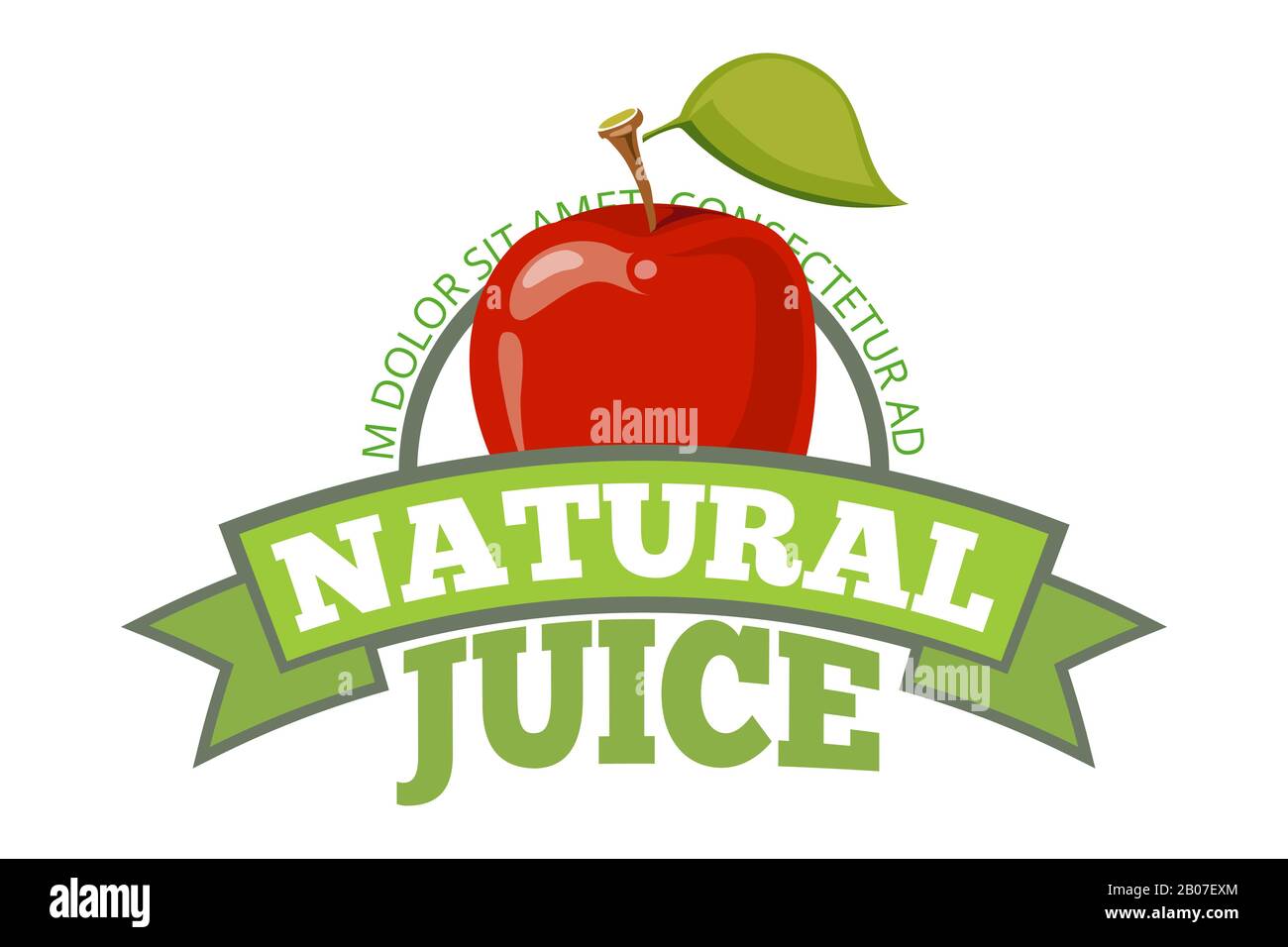 Logo, étiquette ou badge naturel de jus de pomme avec ruban. Illustration vectorielle Illustration de Vecteur