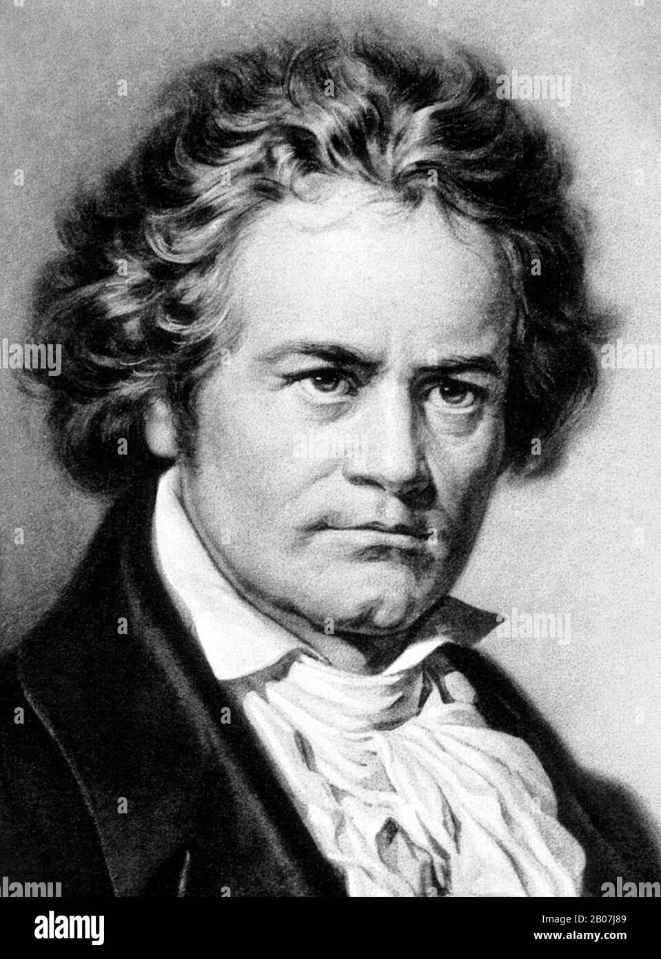Portrait vintage du compositeur et pianiste allemand Ludwig van Beethoven (1770 – 1827). Détail d'un imprimé vers 1902 par W L Haskell. Banque D'Images