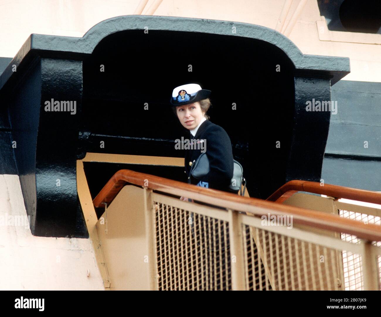 HRH Princess Anne boards HMS Victory au Musée naval de Portsmouth, Angleterre Février 1989 Banque D'Images