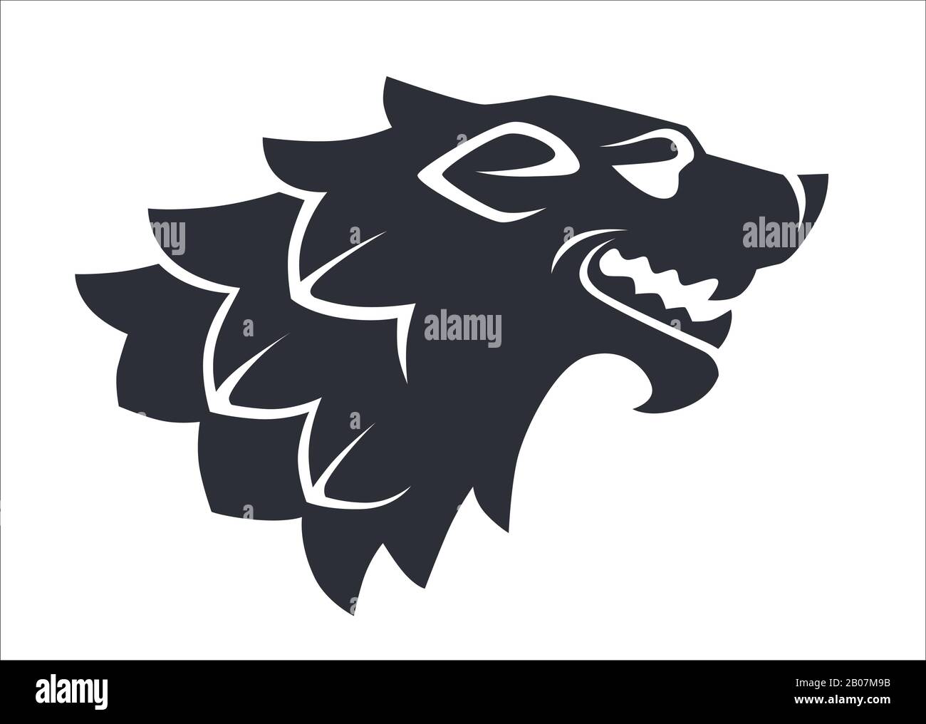 Silhouette de tête de loup, logo animal sauvage ou heraldry Illustration de Vecteur