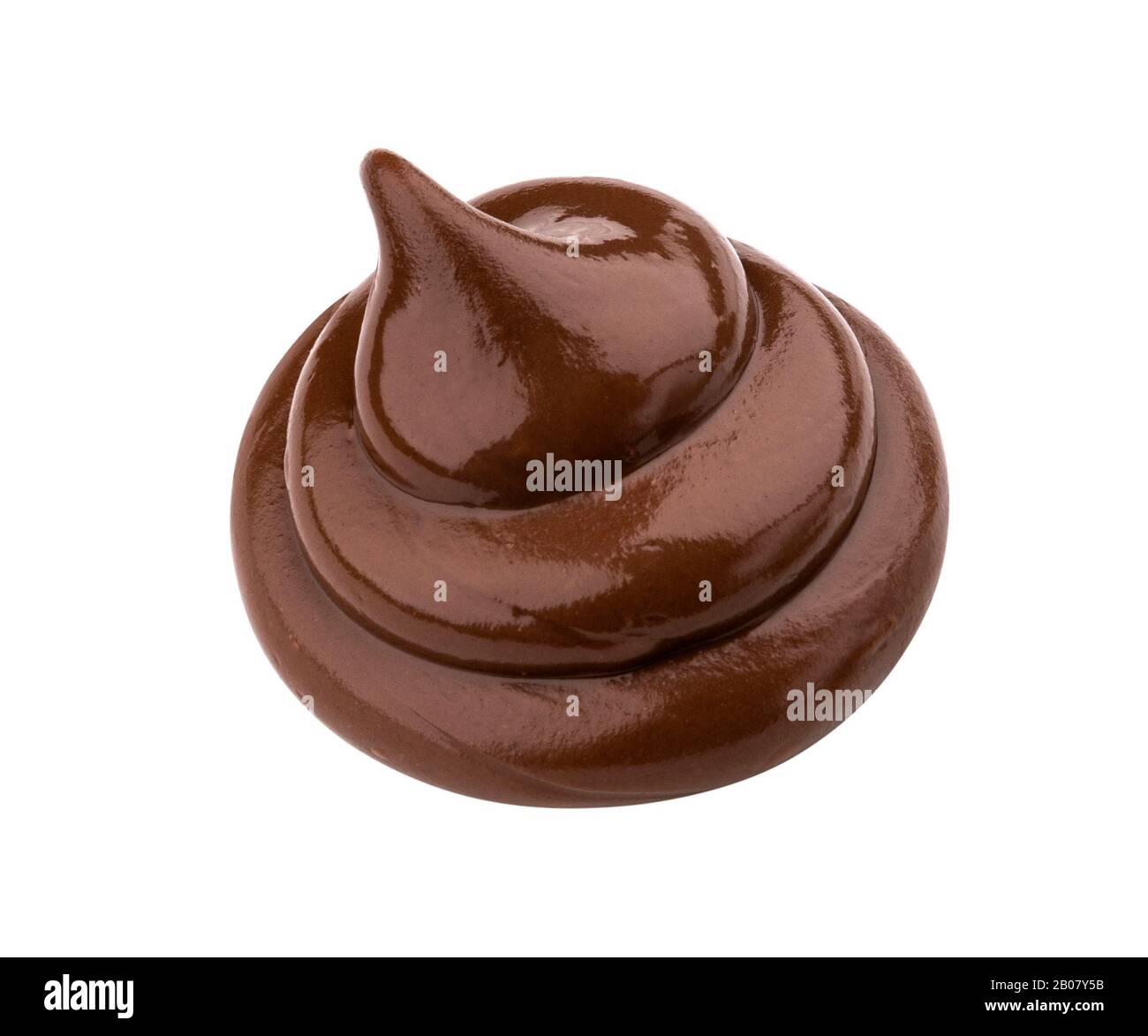 Tourbillon de crème au chocolat isolé sur fond blanc Banque D'Images