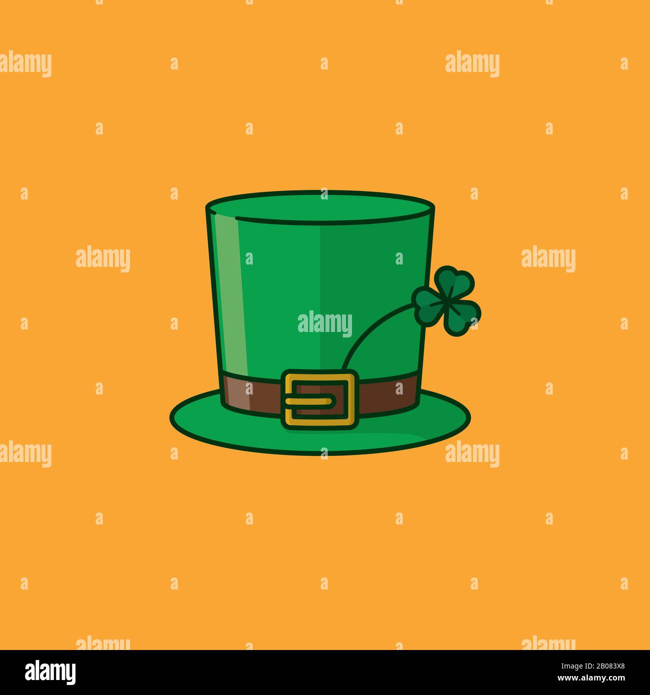 Chapeau Saint-Patricks vert avec illustration vectorielle shamrock pour la Saint-Patricks Day le 17 mars. Symbole de couleur nationale irlandaise pour les vacances. Illustration de Vecteur