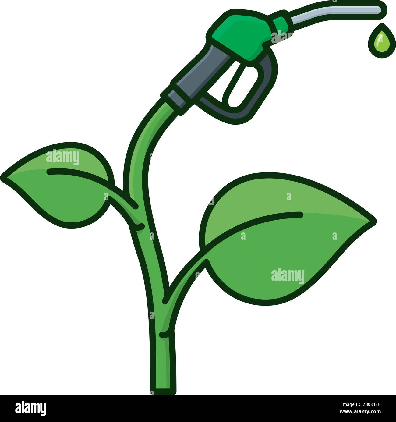 Concept de biocarburant. Usine avec injecteur de carburant isolé illustration vectorielle pour le jour du biodiesel le 18 mars. Illustration de Vecteur