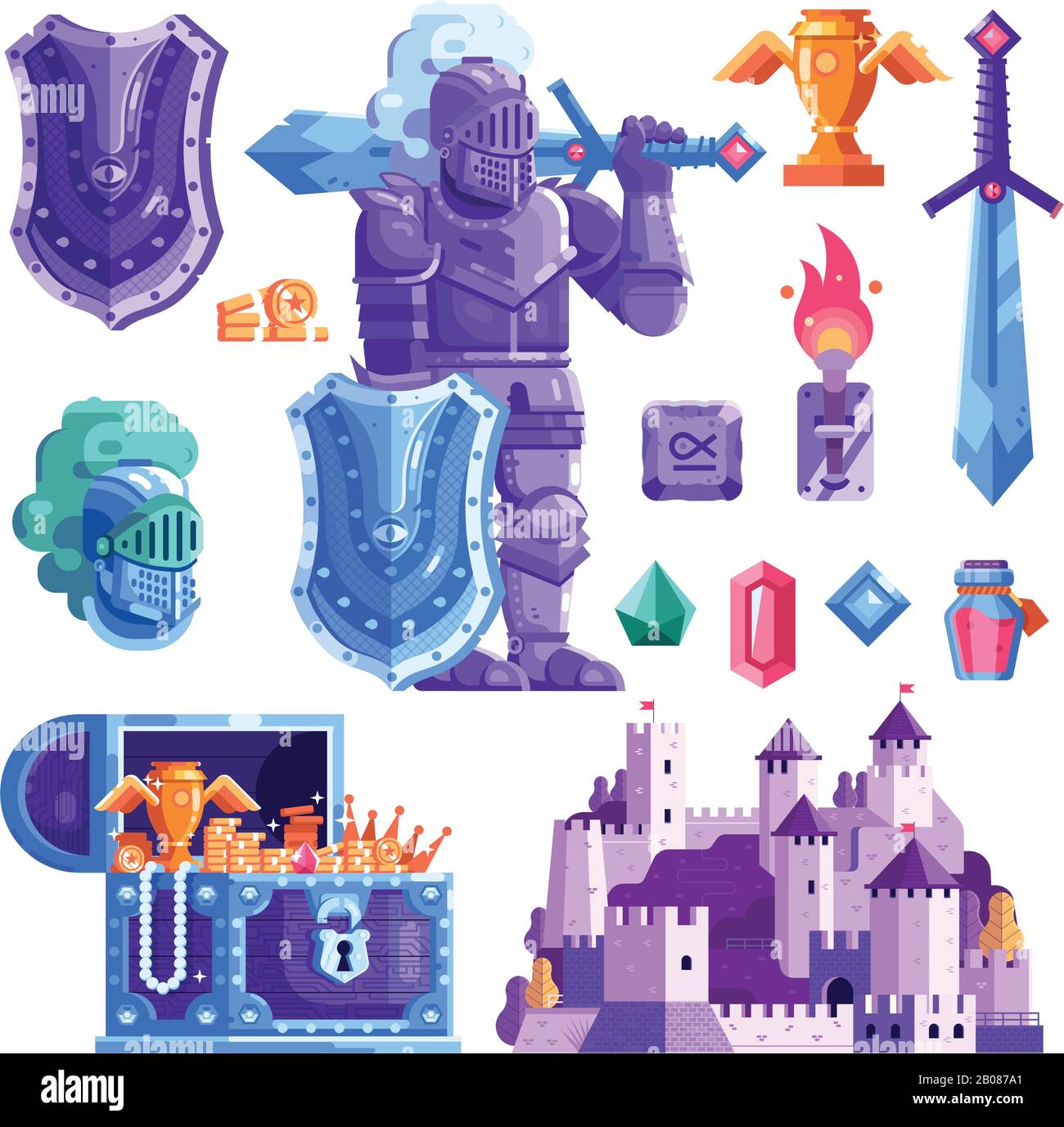 Équipement de RPG Knight Hero pour le jeu mobile Illustration de Vecteur