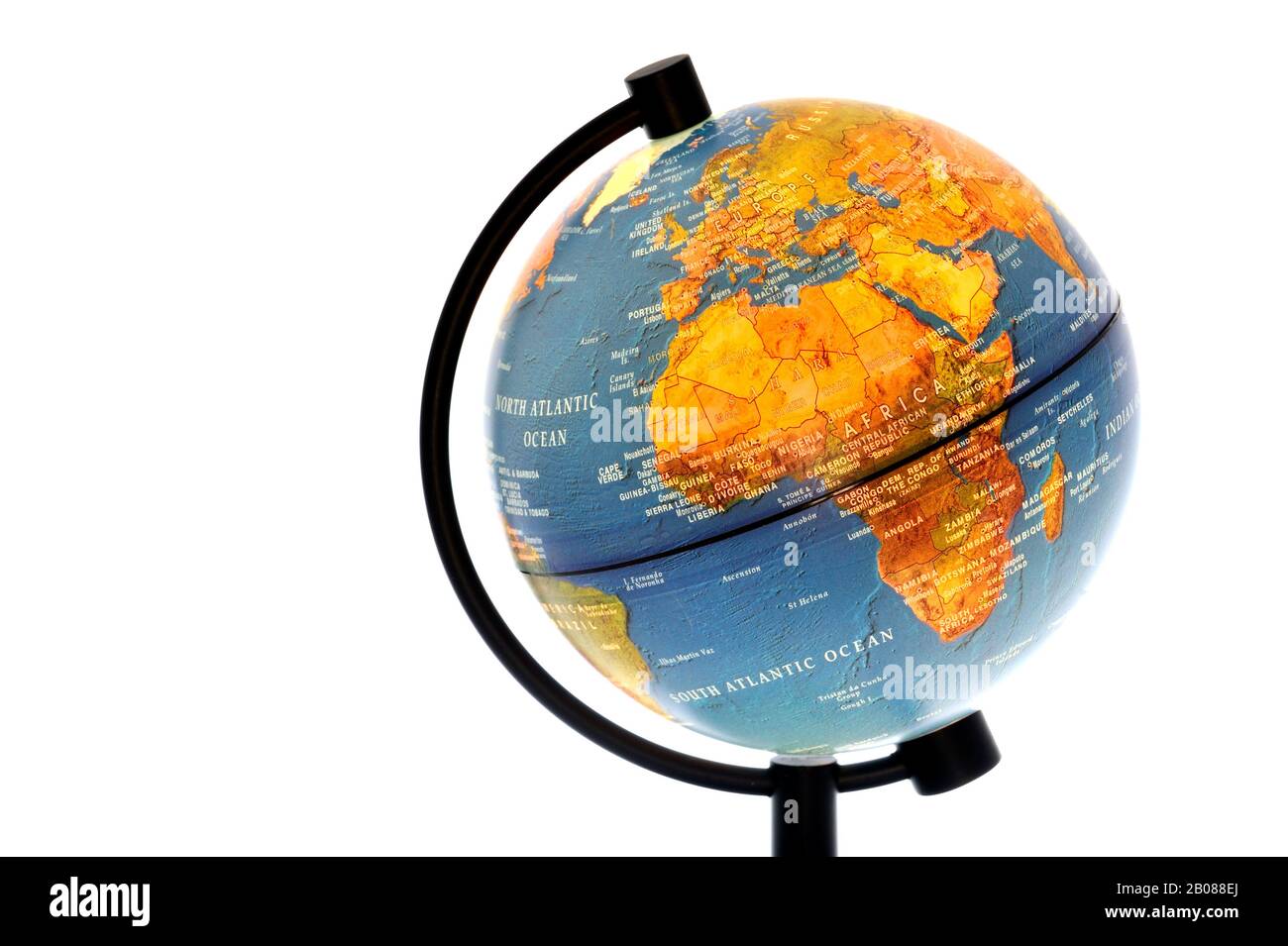 Globe terrestre lumineux / sphère terrestre sur fond blanc Banque D'Images