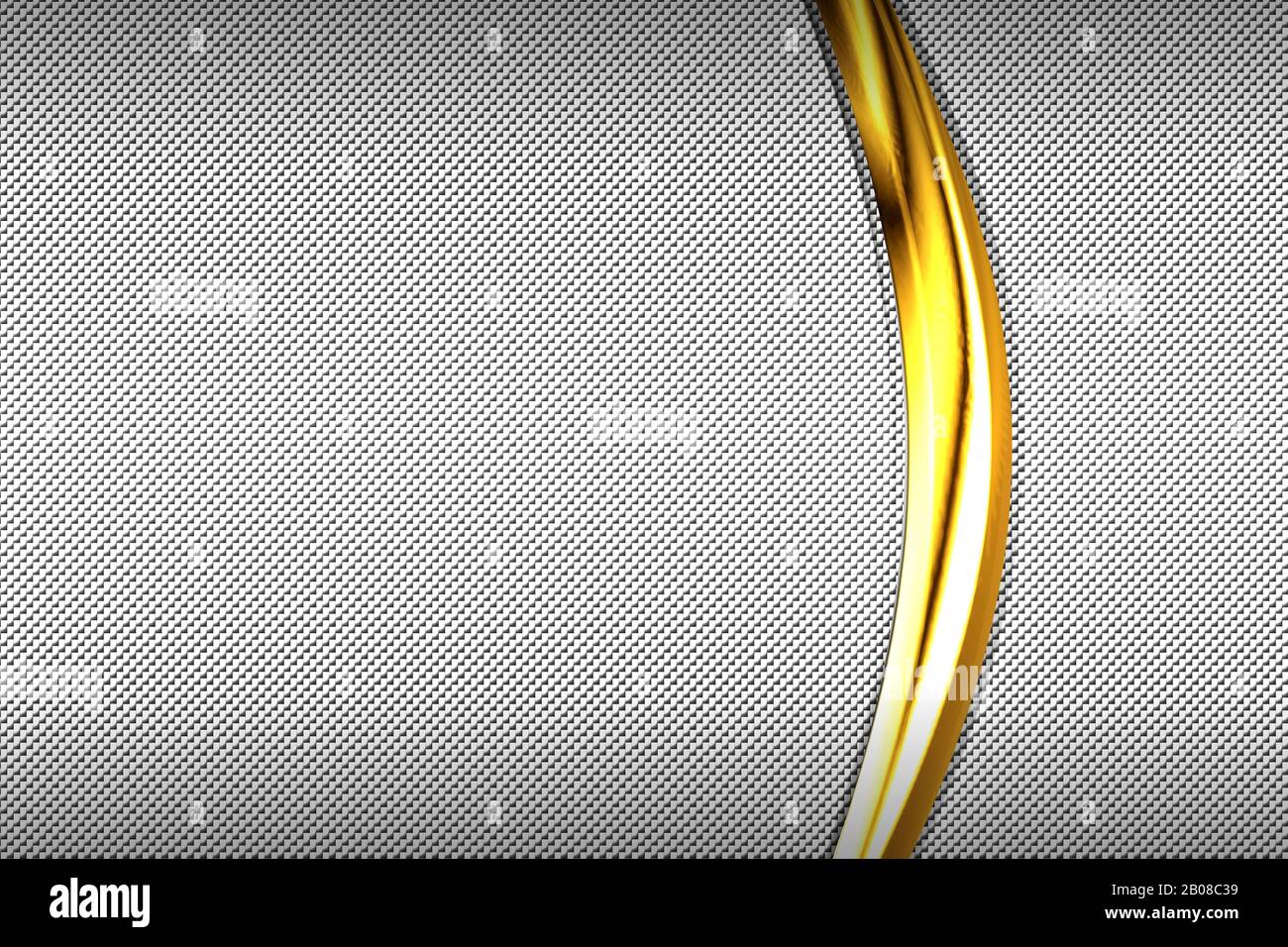 fibre de carbone blanc et cadre chrome à courbe d'or. fond et texture du métal. conception du matériau. illustration tridimensionnelle. Banque D'Images