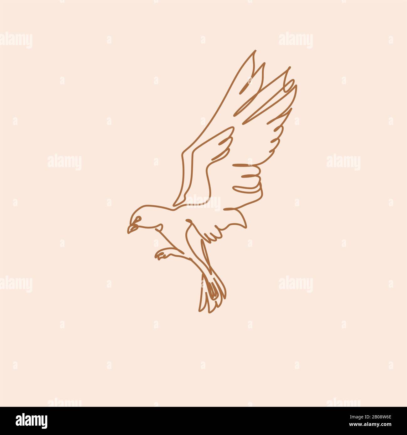 Illustration de la ligne du logo animal. Imprimé minimaliste. Dessin de ligne animale. Logo oiseaux art Banque D'Images