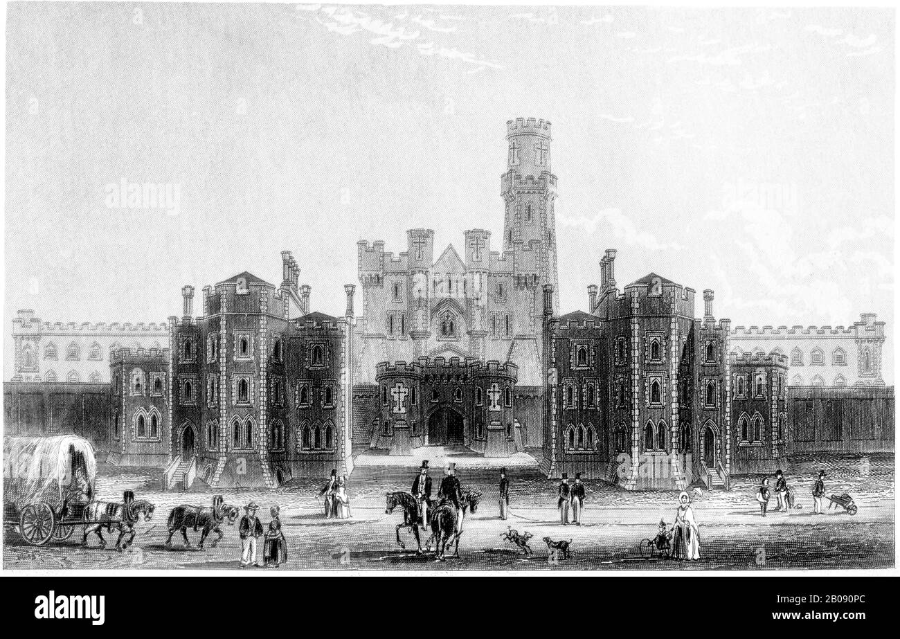 Une gravure de la prison de New City Holloway, Londres a numérisé à haute résolution à partir d'un livre imprimé en 1851. Considéré comme libre de droits d'auteur. Banque D'Images