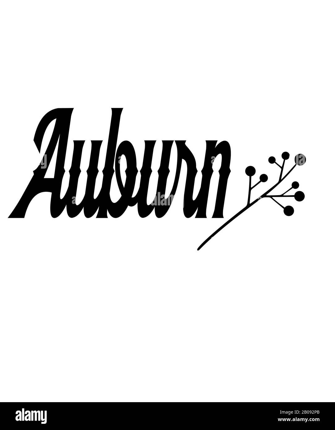 Texte graphique Auburn avec texte noir embellisquant et fond blanc. Auburn est une ville ou une ville dans de nombreux États et pays. Banque D'Images