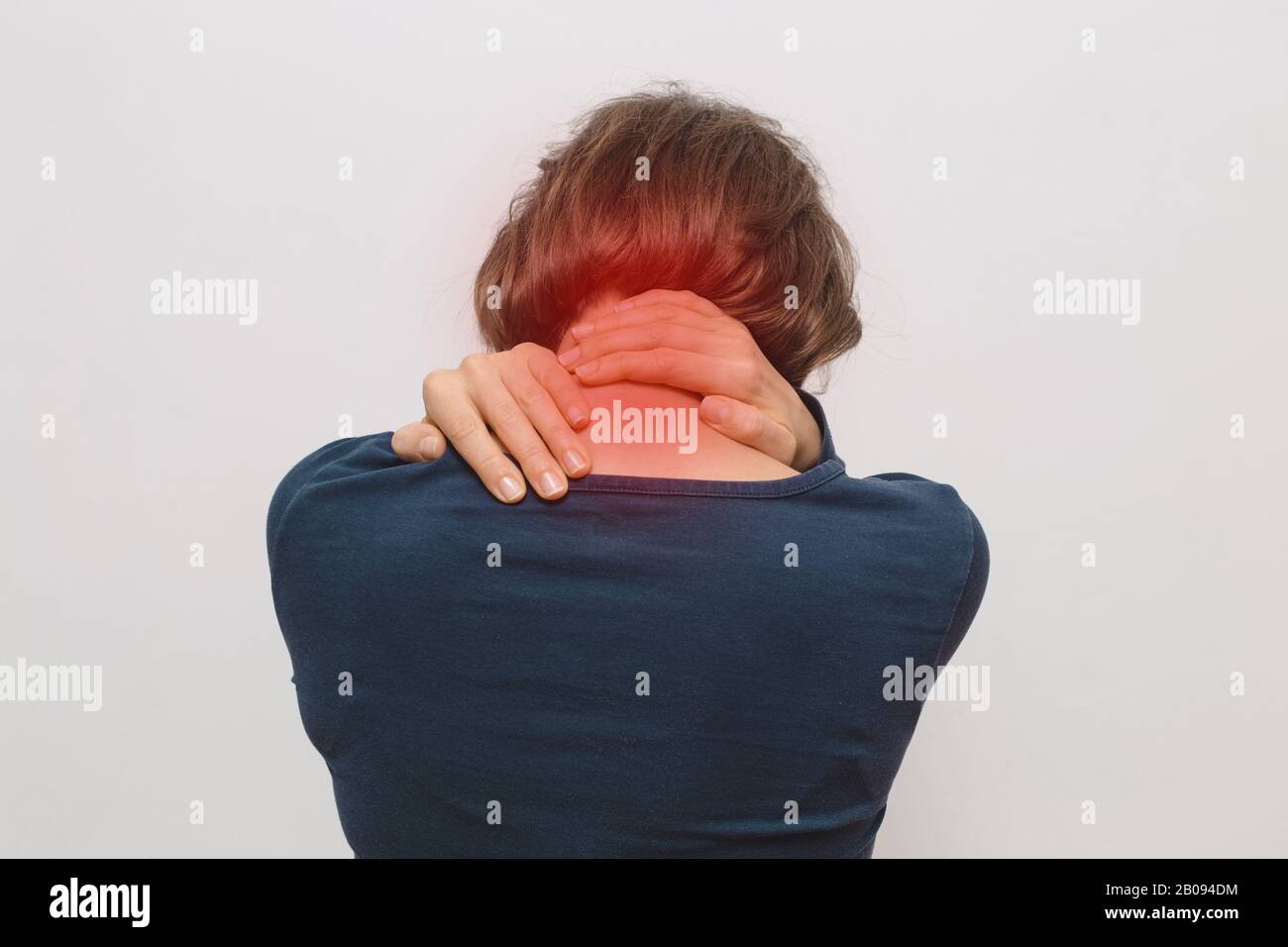 Mal Au Dos. Douleur de dos. Douleur dans la vertèbre cervicale. Banque D'Images