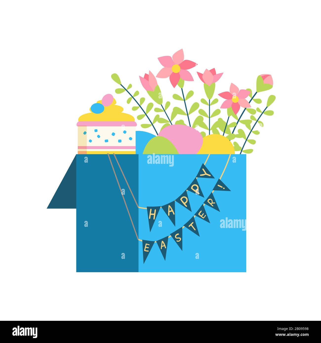 Icône vectorielle de boîte-cadeau œufs de Pâques Illustration de Vecteur