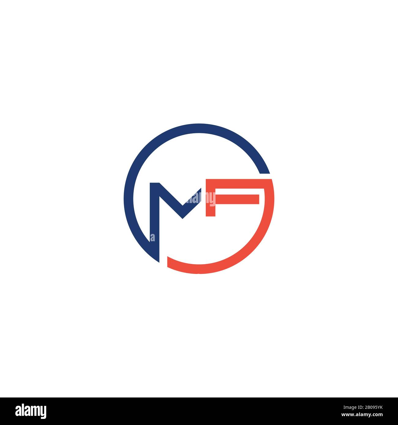 Modèle de logo MF ou fm de la lettre initiale Illustration de Vecteur