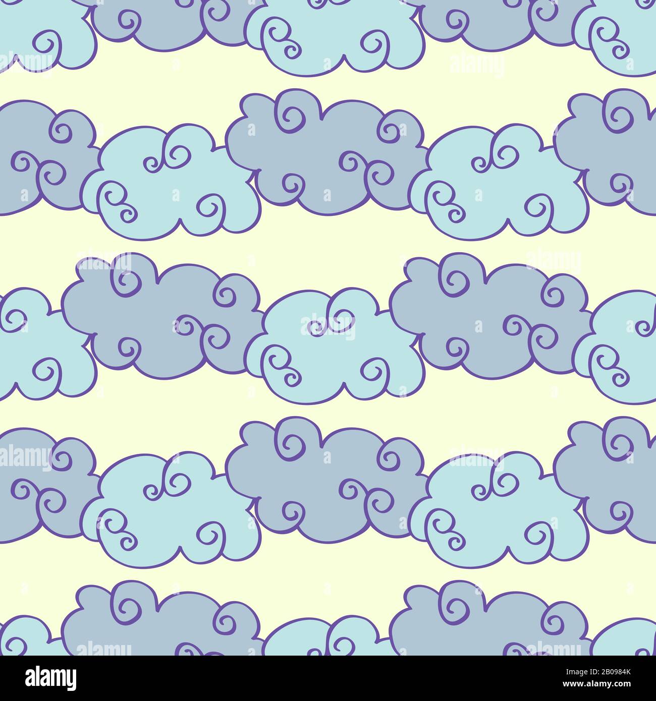 Les nuages vectoriels colorés pastel dessinés à la main sont sans couture. Illustration météo couleur d'arrière-plan Illustration de Vecteur