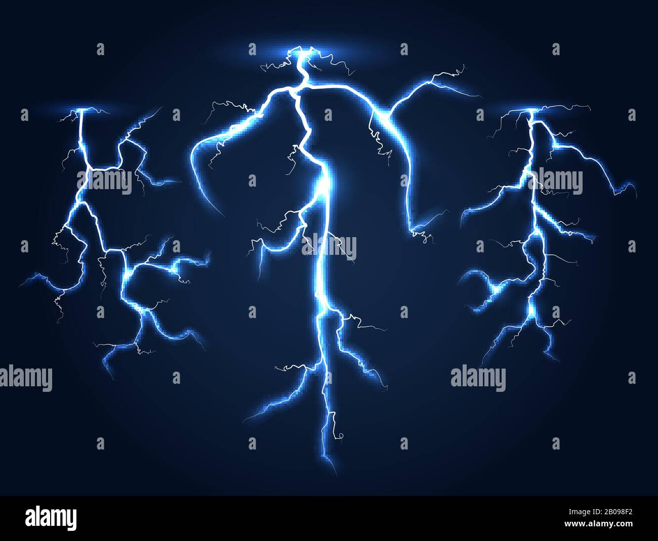 Les lumières vectorielles réalistes définissent le ciel sombre de la nuit. Illustration des tempêtes électriques Illustration de Vecteur
