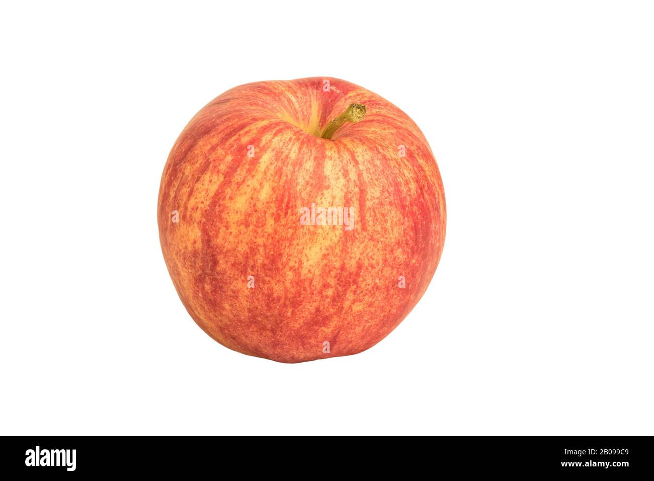 image d'une pomme mûre rouge-jaune avec queue sur fond blanc Banque D'Images