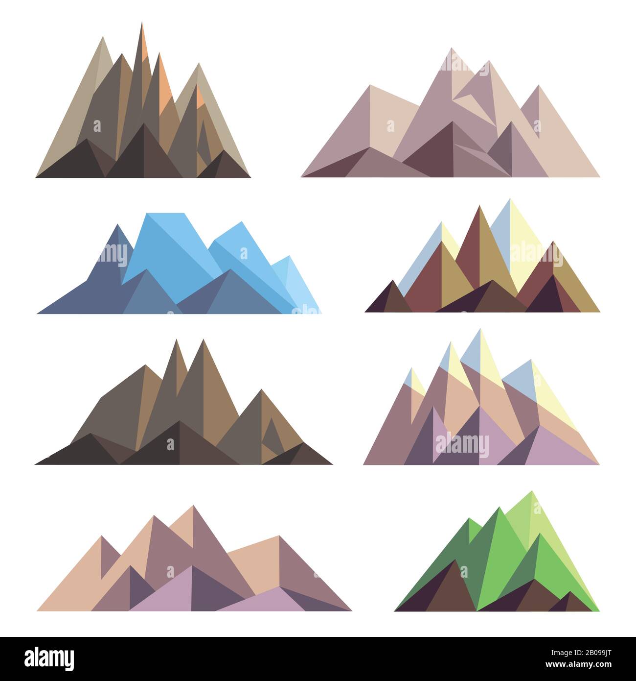 Montagnes dans le polygone Origami style éléments vectoriels pour le paysage. Ensemble de sommet de montagne, illustration de la montagne de la nature Illustration de Vecteur