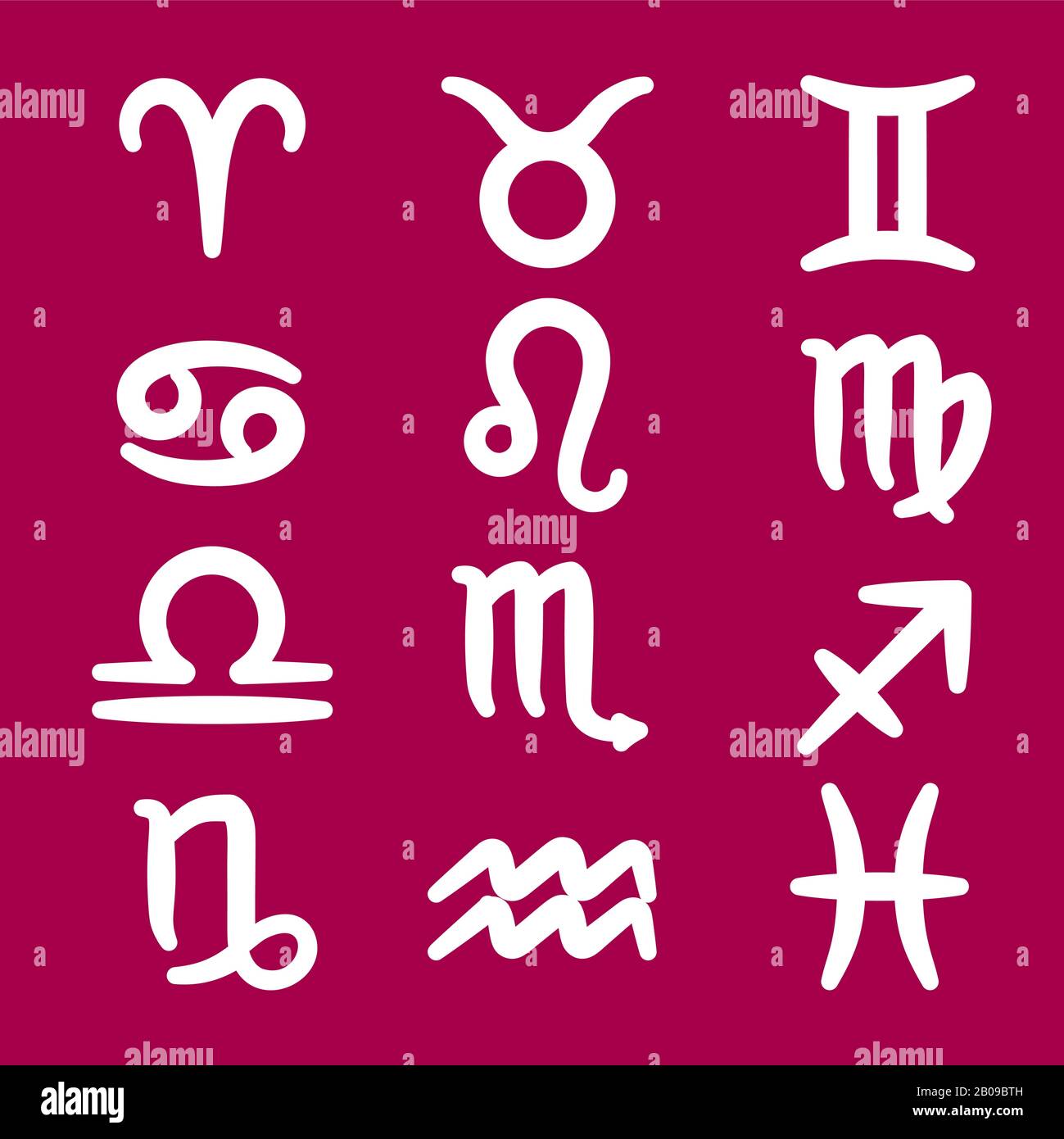 Un ensemble de Zodiac vectoriel affiche un arrière-plan rouge. Illustration de la collection de symboles Illustration de Vecteur