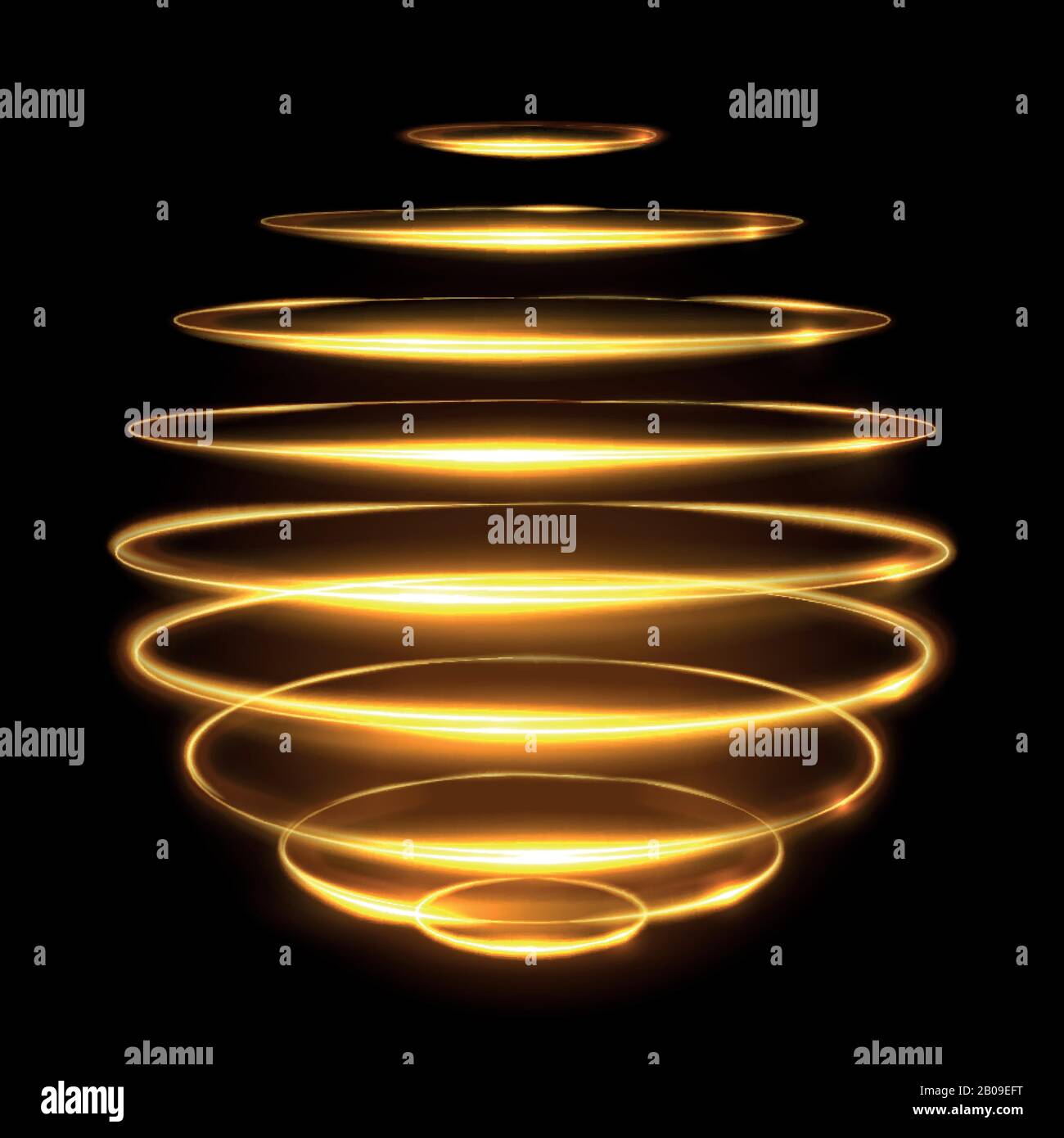 Effet de traçage de lumière de cercle doré, illustration vectorielle de sphère magique en relief. Néon brillant magique brillant, effet brillant élément d'énergie Illustration de Vecteur