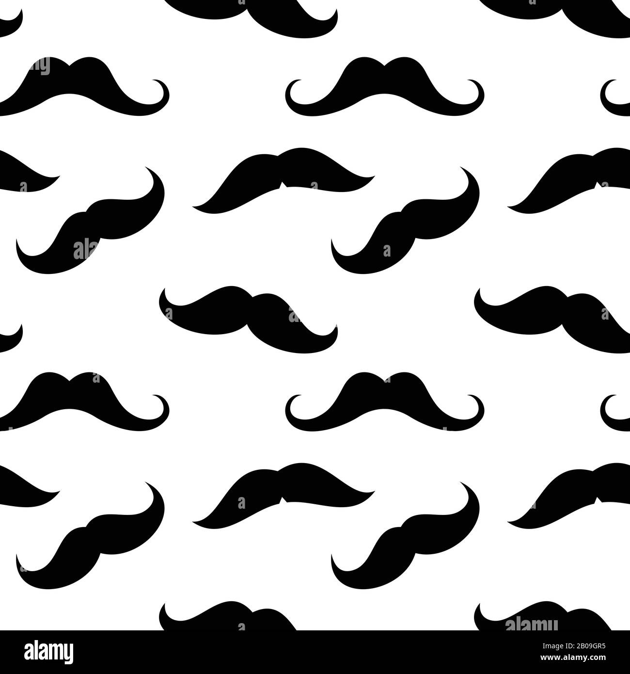 Vector moustache un motif sans couture en noir et blanc. Arrière-plan avec illustration moustaches Illustration de Vecteur