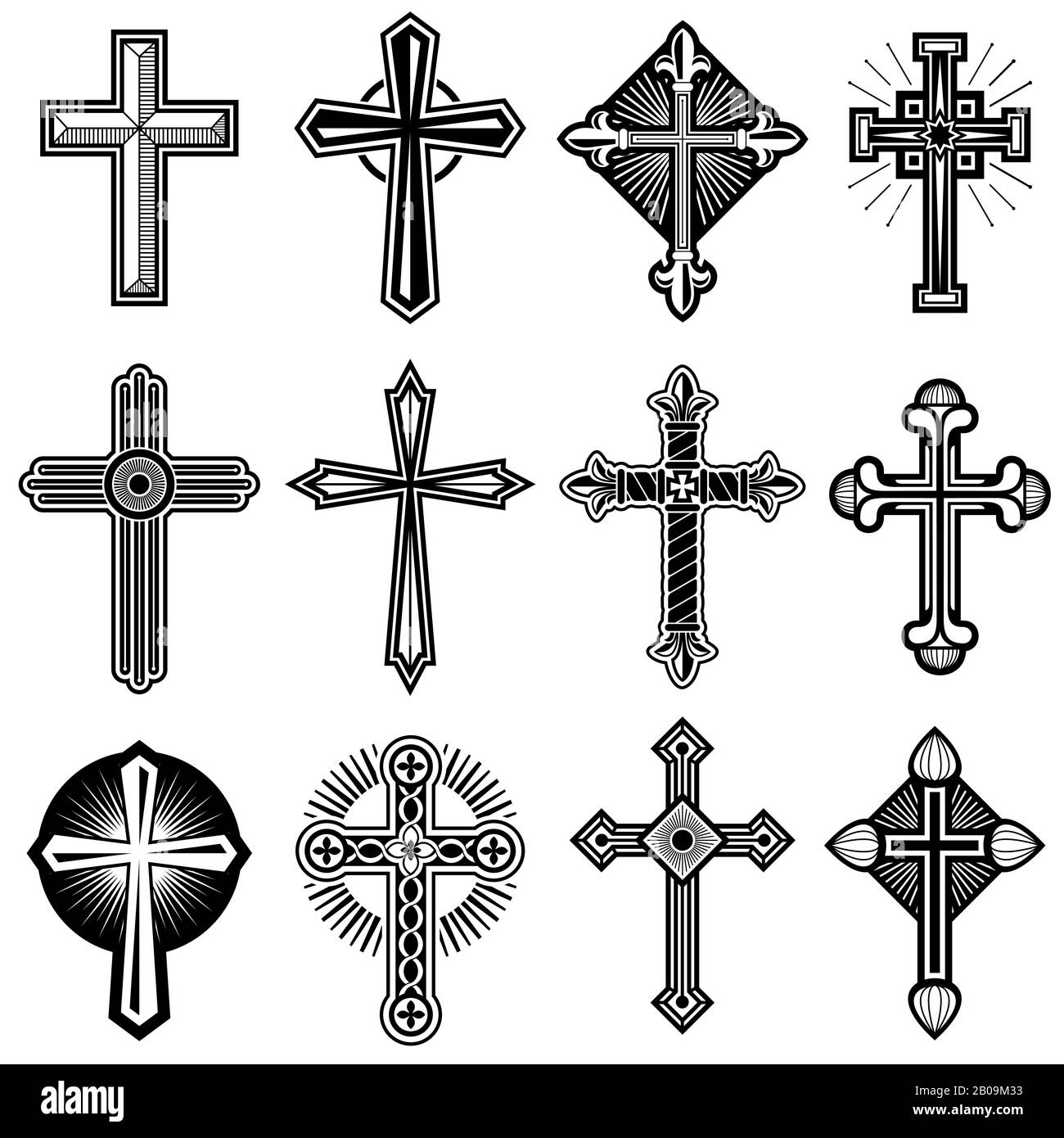 Croix Chr tienne Catholique Avec Des Ic nes Vectorielles Ornementales 